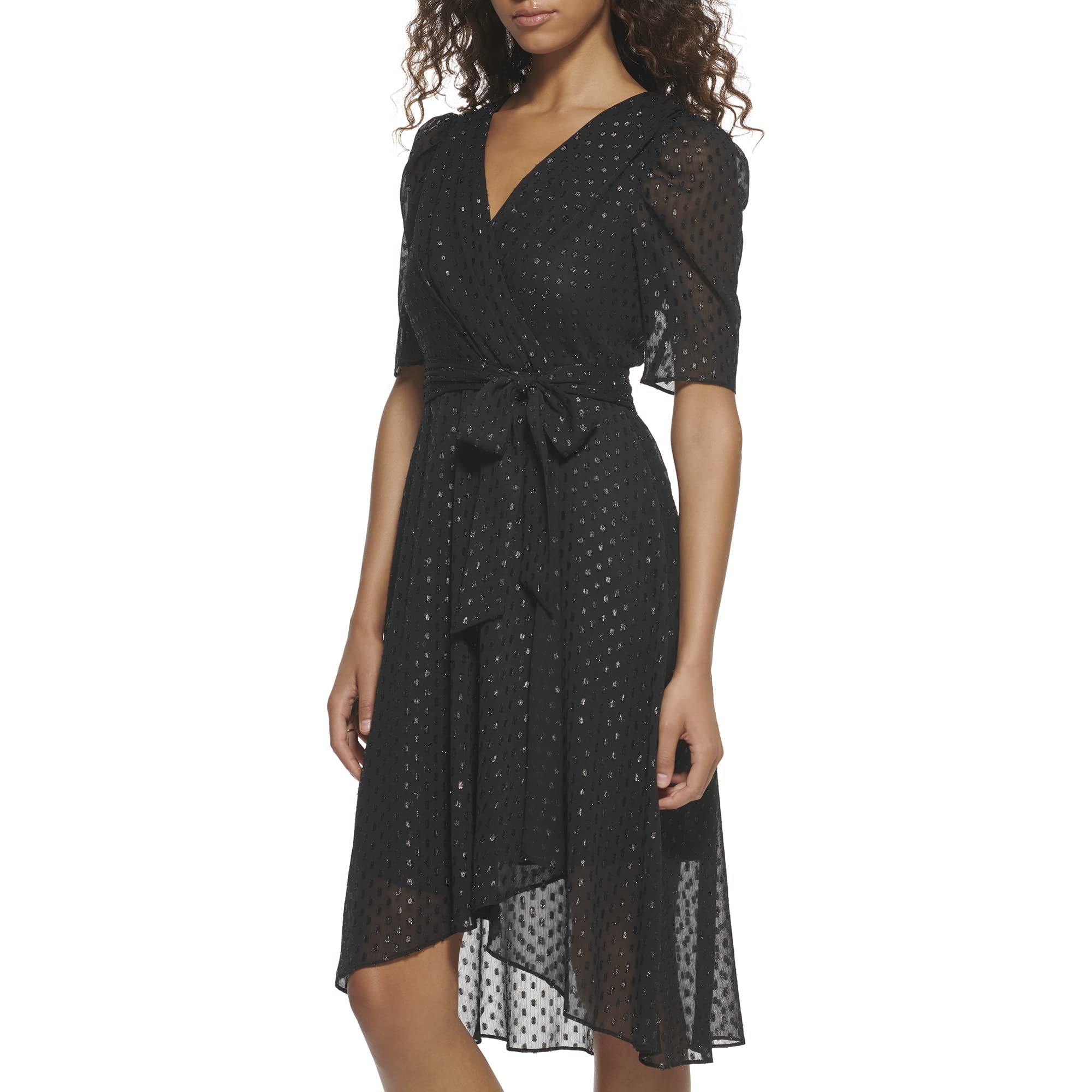 Tommy Hilfiger Women's Faux Wrap High-Low Midi Dress - Elegant Casual & Party Wear for Women | Perfect for Office, Date Night & Special Occasions