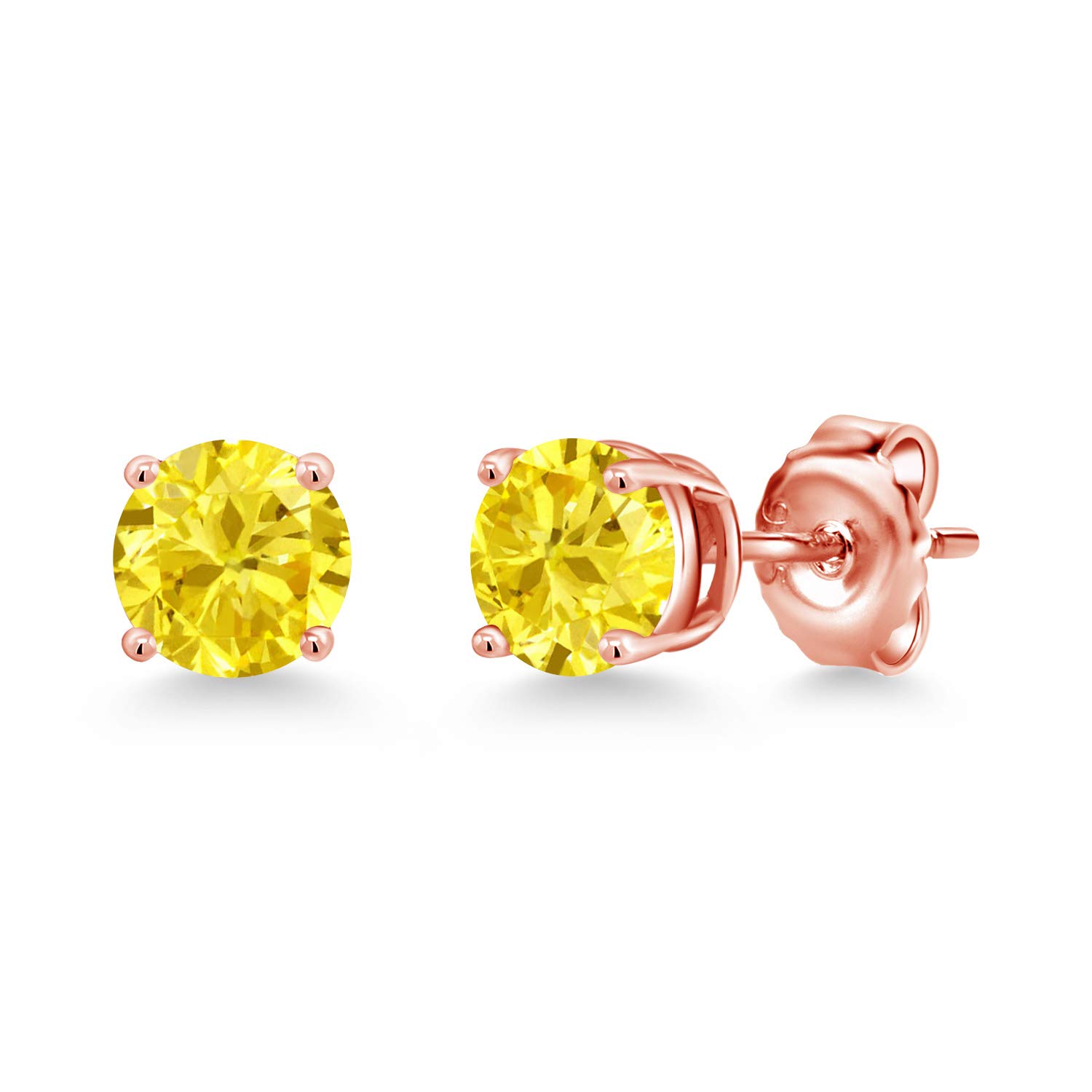 Gem Stone King 18K Rose Gold Plated Sterling Silver 6MM Round Birthstone Stud Earrings for Women & Men | Personalized Jewelry Gift for Birthday, Anniversary & Special Occasions