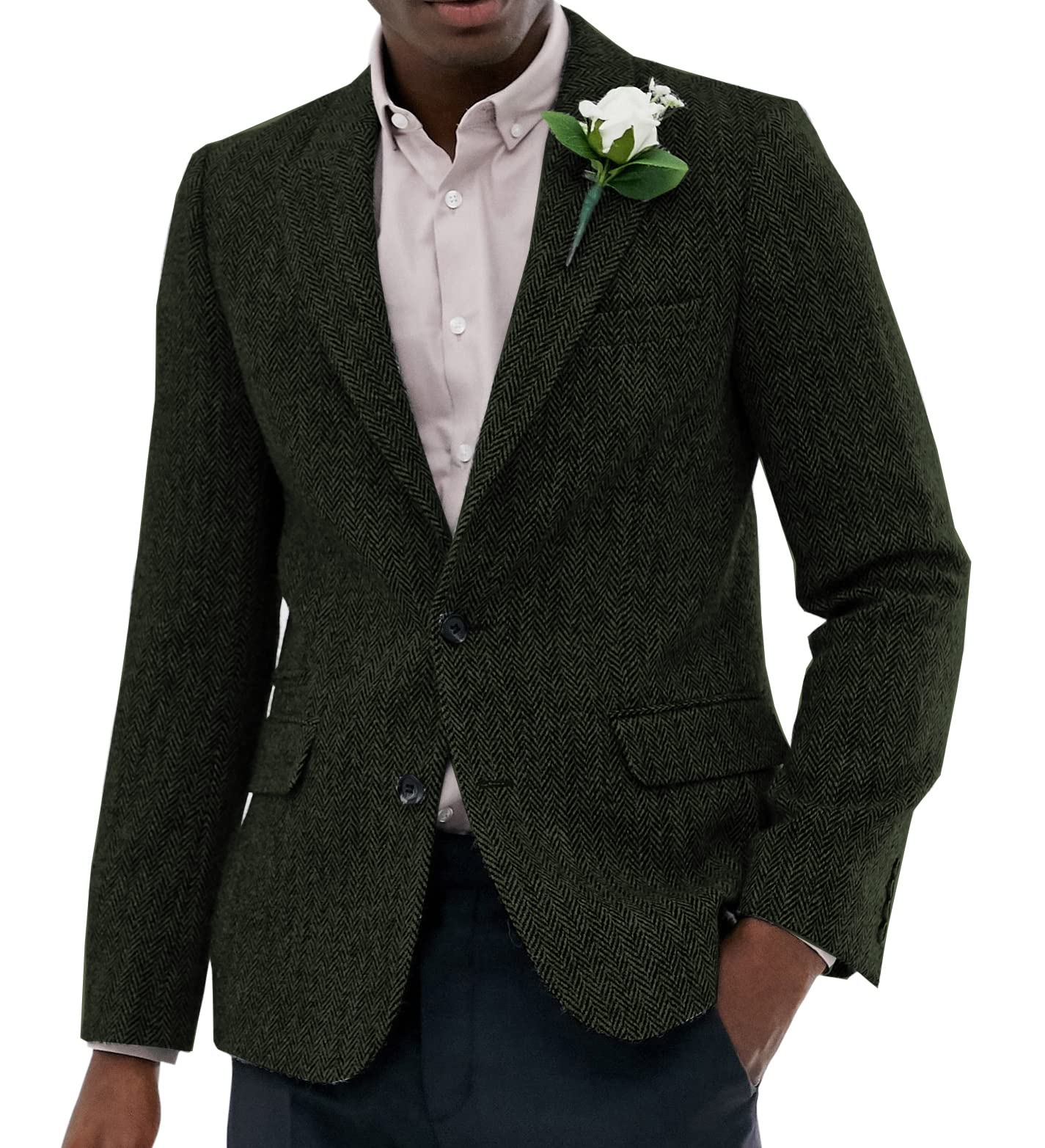 Men's Classic Herringbone Tweed Blazer - Formal Suit Jacket for Wedding, Groomsmen & Business Occasions | Premium Wool Blend Coat for Office, Parties & Special Events