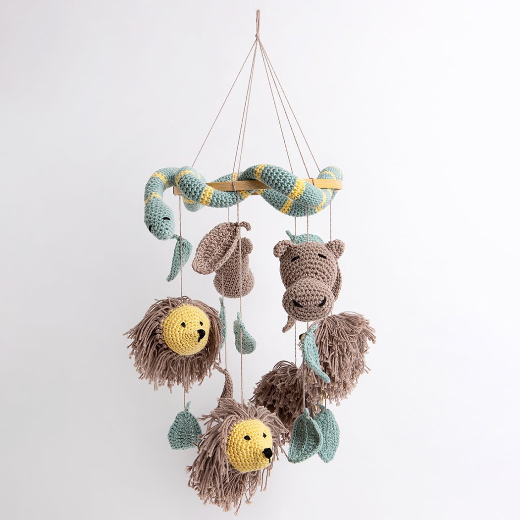Handmade Lion & Snake Crochet Baby Mobile Kit - DIY Nursery Decor for Cribs & Playrooms - Perfect for Newborn Gifts & Baby Showers