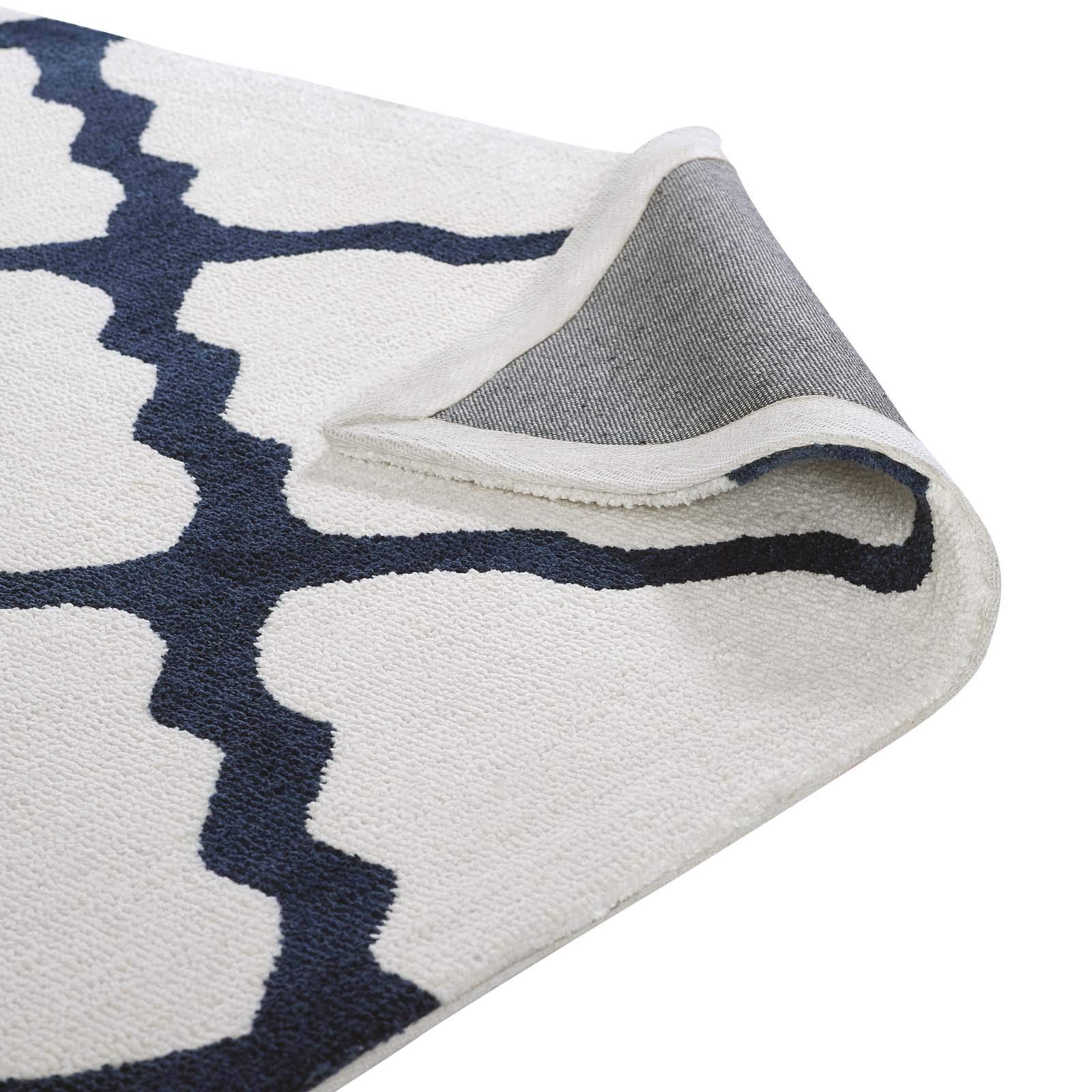 Modern Contemporary Urban Living Room Area Rug - Soft Fabric Floor Carpet in Multi Navy Blue - Perfect for Lounge, Bedroom & Home Decor