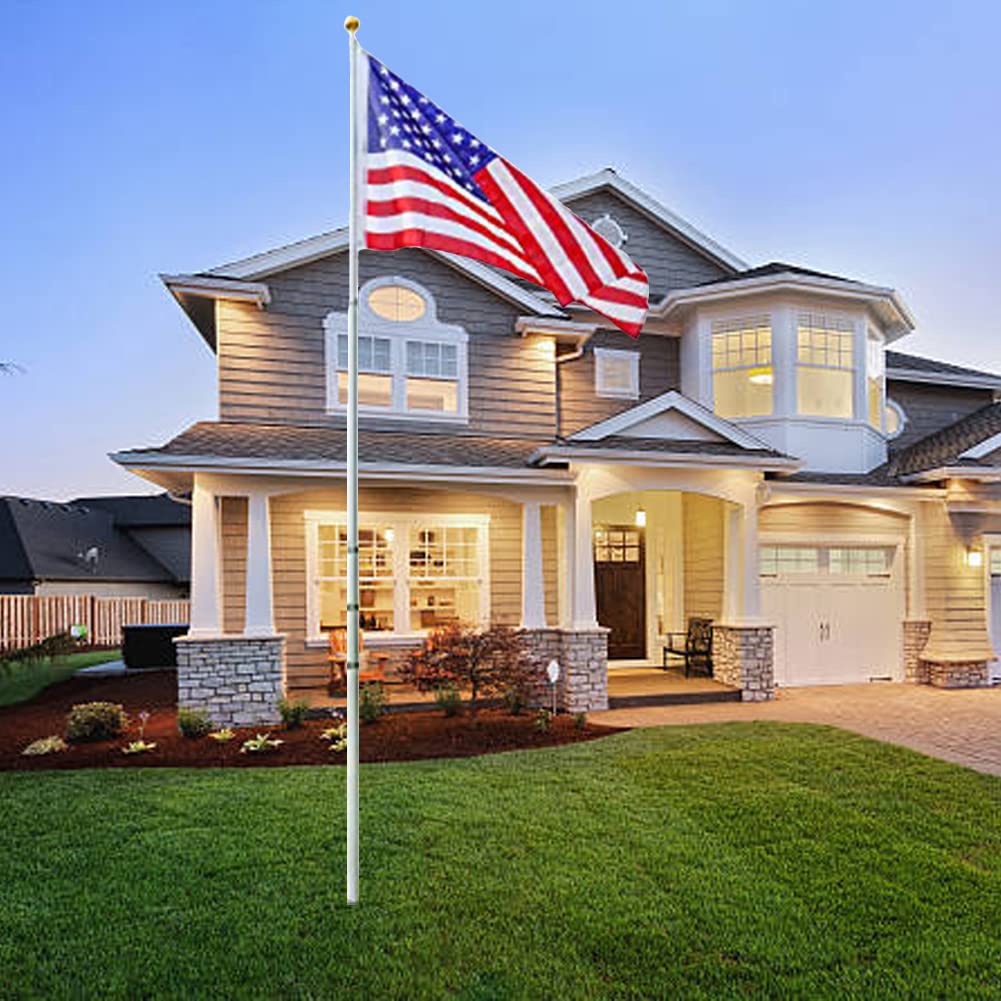 GARVEE 25FT Heavy Duty Commercial Flagpole Kit - Aluminum Telescoping In-Ground Flag Pole with Twist Lock System | Includes 3x5ft Nylon American Flag & PVC Sleeve | Perfect for Yard, Residential & Commercial Use | Ideal for Patriotic Displays, Business Branding & Outdoor Decor