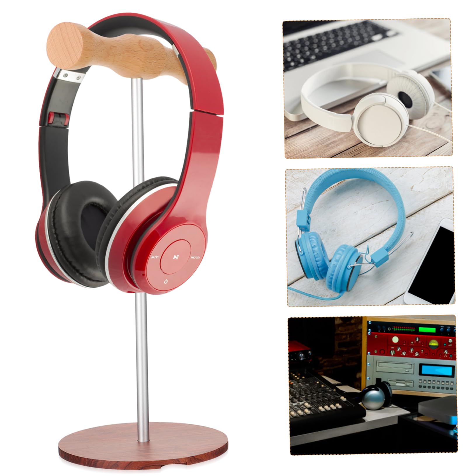 Premium Solid Wood Headphone Stand Holder - Universal Headset & Monitor Stand for Gaming, Office, and Home Decor - Durable & Stylish Headphone Organizer for Desk, Studio, and Workspace