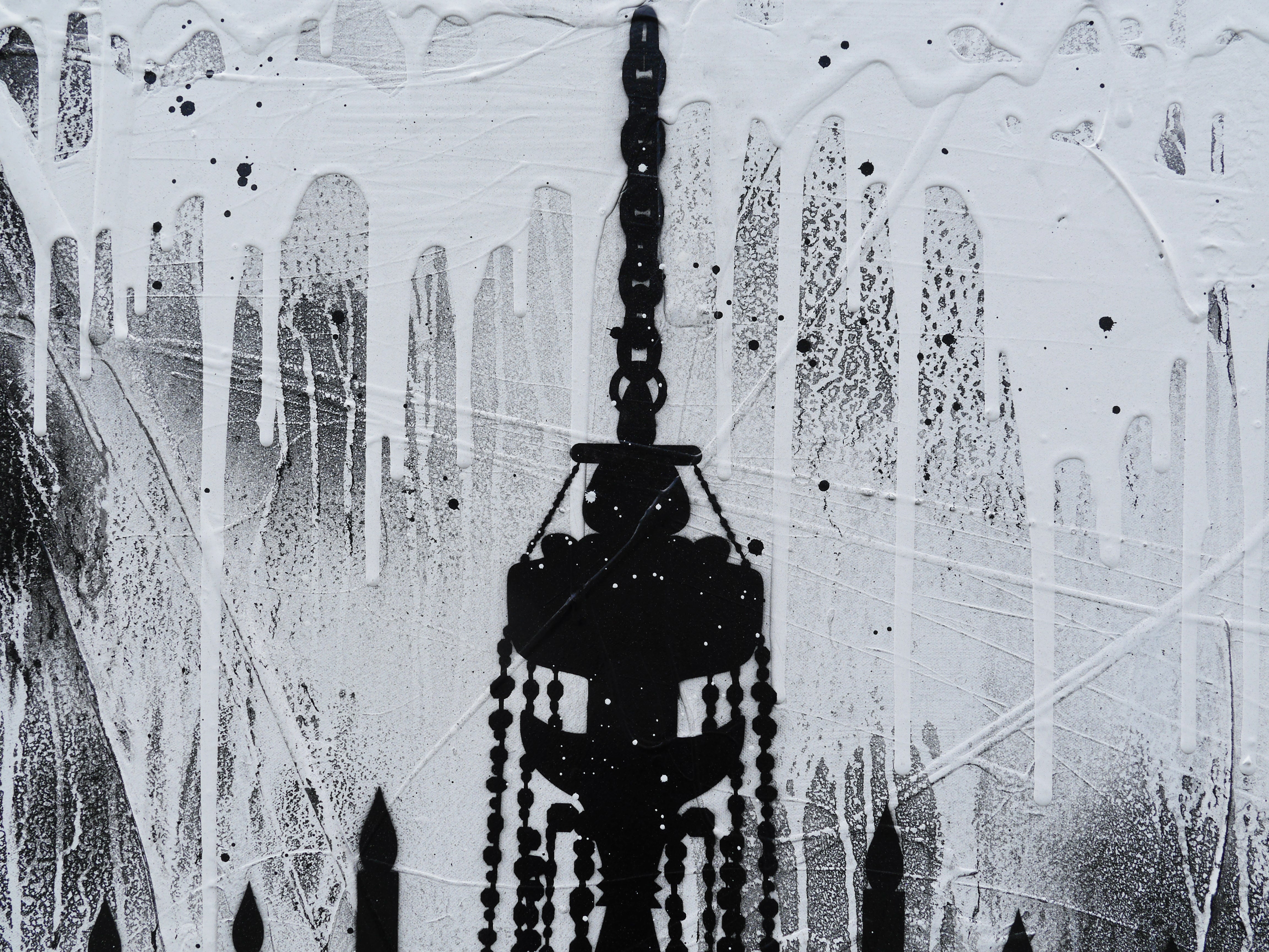 Blaq Glass 75cm x 100cm Modern Chandelier Textured Urban Pop Art Wall Painting - Perfect for Living Room, Bedroom & Office Decor