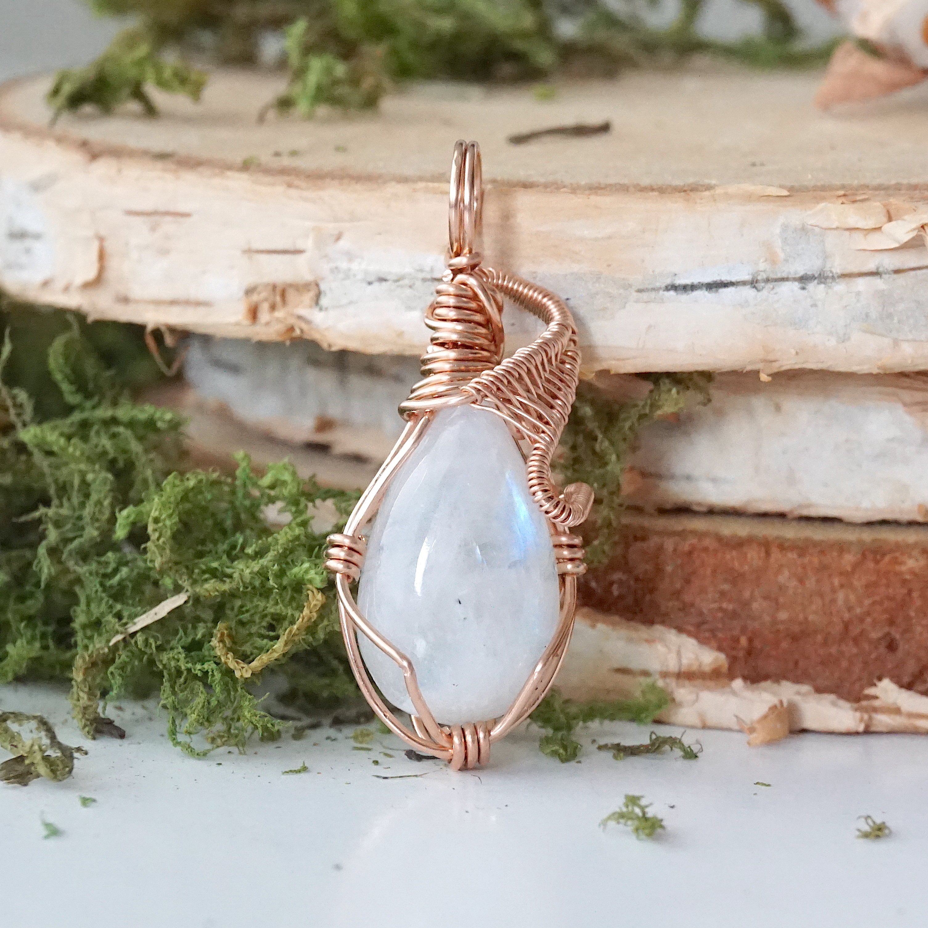 Rose Gold Rainbow Moonstone Necklace - Elegant Gemstone Jewelry for Women | Perfect for Weddings, Parties & Everyday Wear