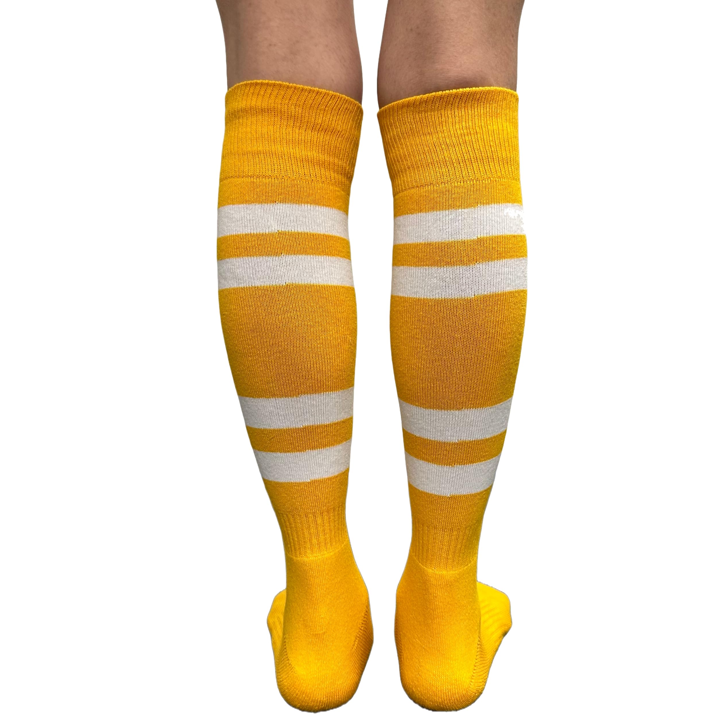 COUVER White Striped Knee High Softball Socks - Breathable Athletic Socks for Women & Girls - Perfect for Softball, Baseball, Soccer & Volleyball Games