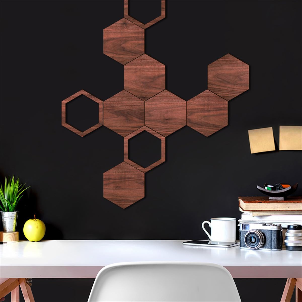 Modern Hexagon Honeycomb Wood Wall Art Panels - DIY Geometric Wooden Wall Sculpture for Home Decor, Bedroom, Living Room, Kitchen & Office - Handcrafted Natural Wood Wall Decor for Boho, Farmhouse & Contemporary Interiors
