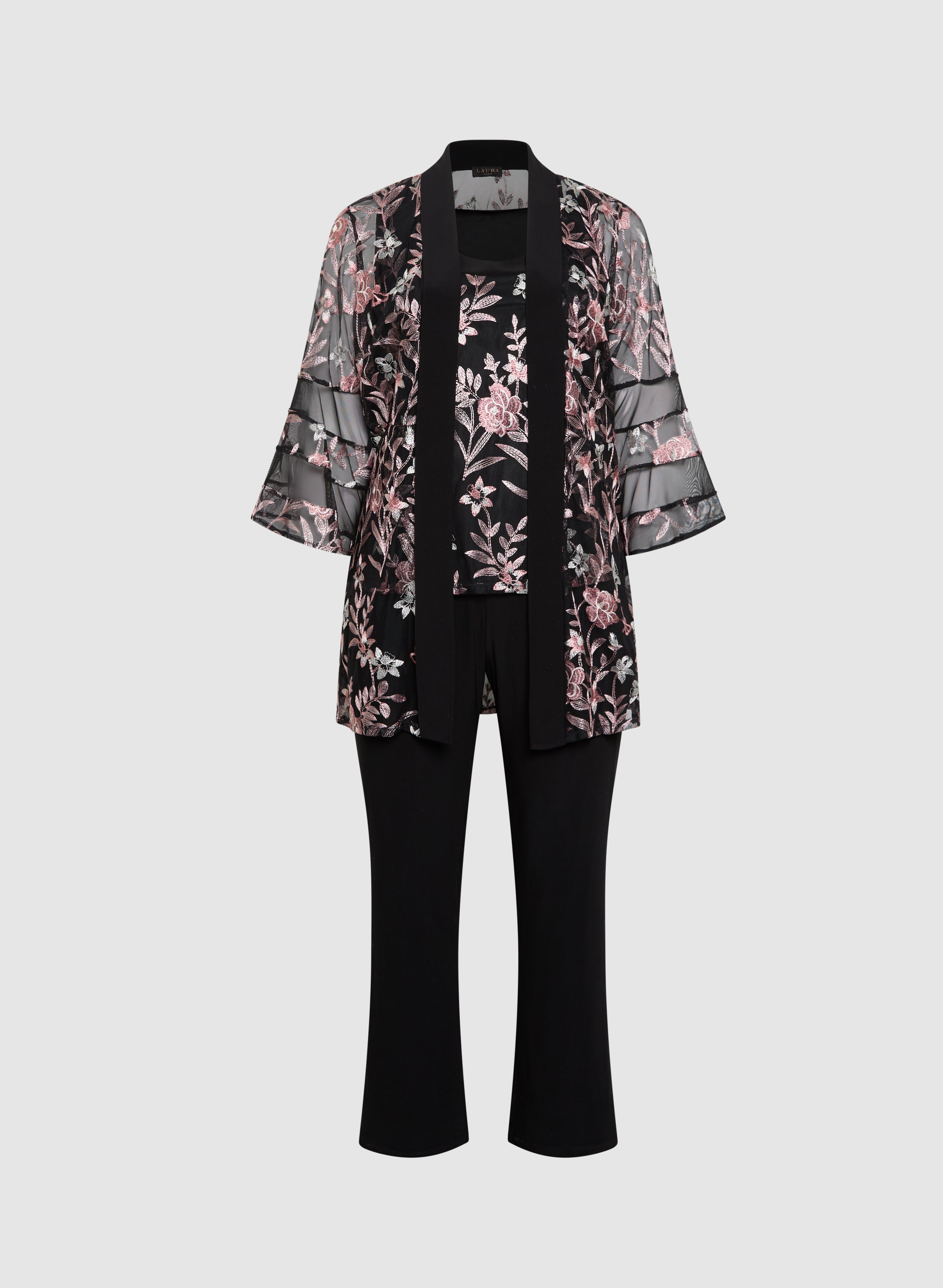 Floral Embroidered Jacket, Top & Pants Set for Women - Boho Chic Outfit for Spring Summer Fashion, Perfect for Weddings, Parties & Casual Wear