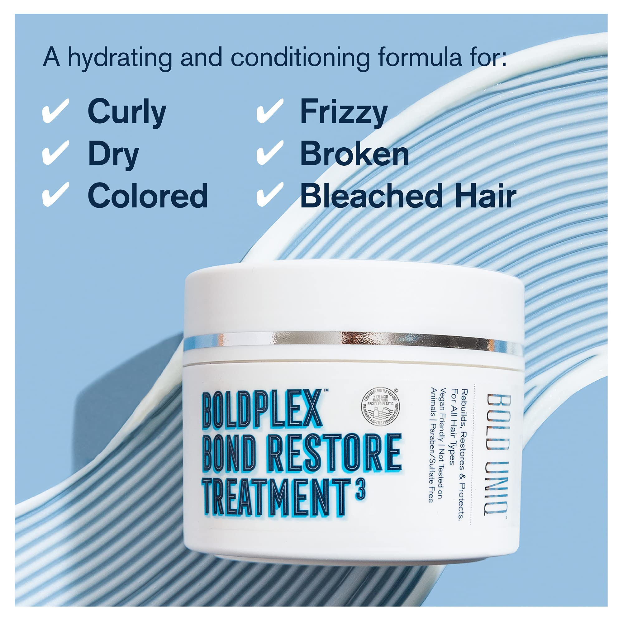 BOLD UNIQ BoldPlex Bundle - Hair Repair Treatment Set with Bond Restore, Hydrating Shampoo & Conditioner, Nourishing Serum - For Dry, Damaged, Curly, Colored, Frizzy, Broken & Bleached Hair - Salon Quality At-Home Care for Soft, Shiny & Healthy Locks