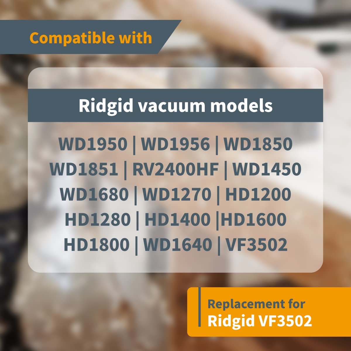 POWERTEC 23743 VF3502 Size A Shop Vacuum Bags - 10 Pack for Ridgid 12-16 Gallon Wet/Dry Vacuums (HD1200, HD1400, 75002-P5V) | Heavy Duty Dust Collection for Woodworking, Construction & Home Cleaning