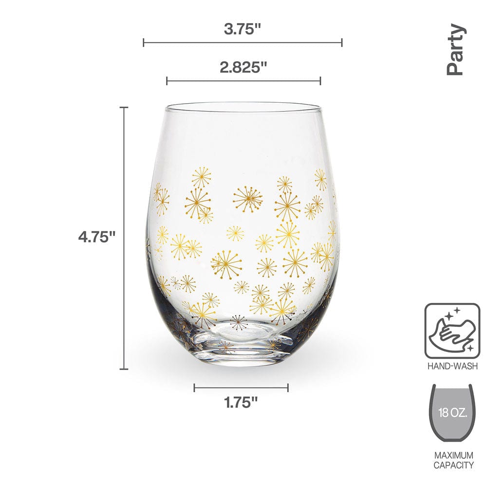 Elegant Set of 4 Stemless Wine Glasses for Parties, Weddings & Home Entertaining - Shatterproof & Dishwasher Safe