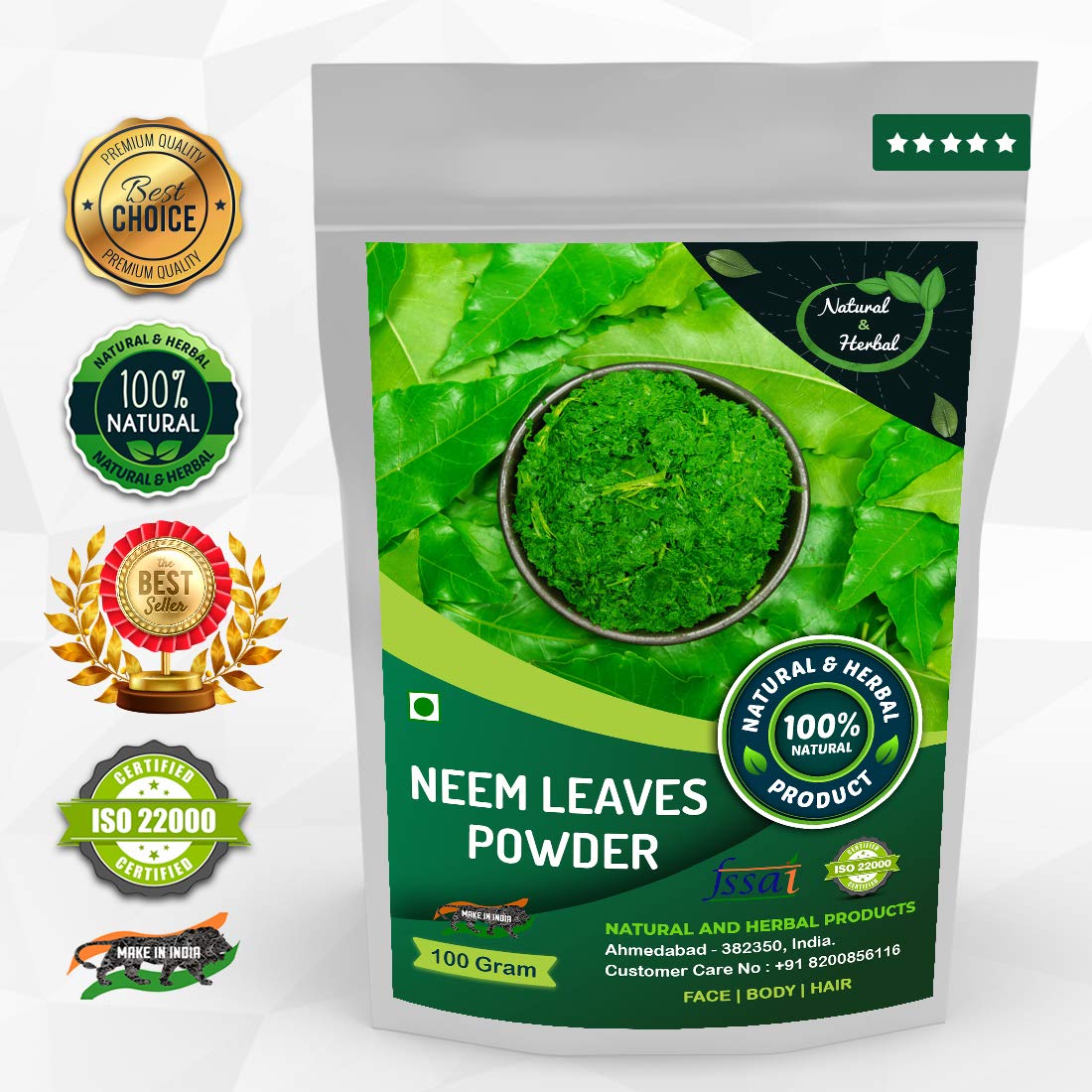 Organic Neem Powder (Azadirachta Indica) - 100g for Skin Care, Face Mask, Hair Growth & Detox Drink | Natural Remedy for Acne, Dandruff & Immune Boost - Perfect for DIY Beauty & Wellness Routines