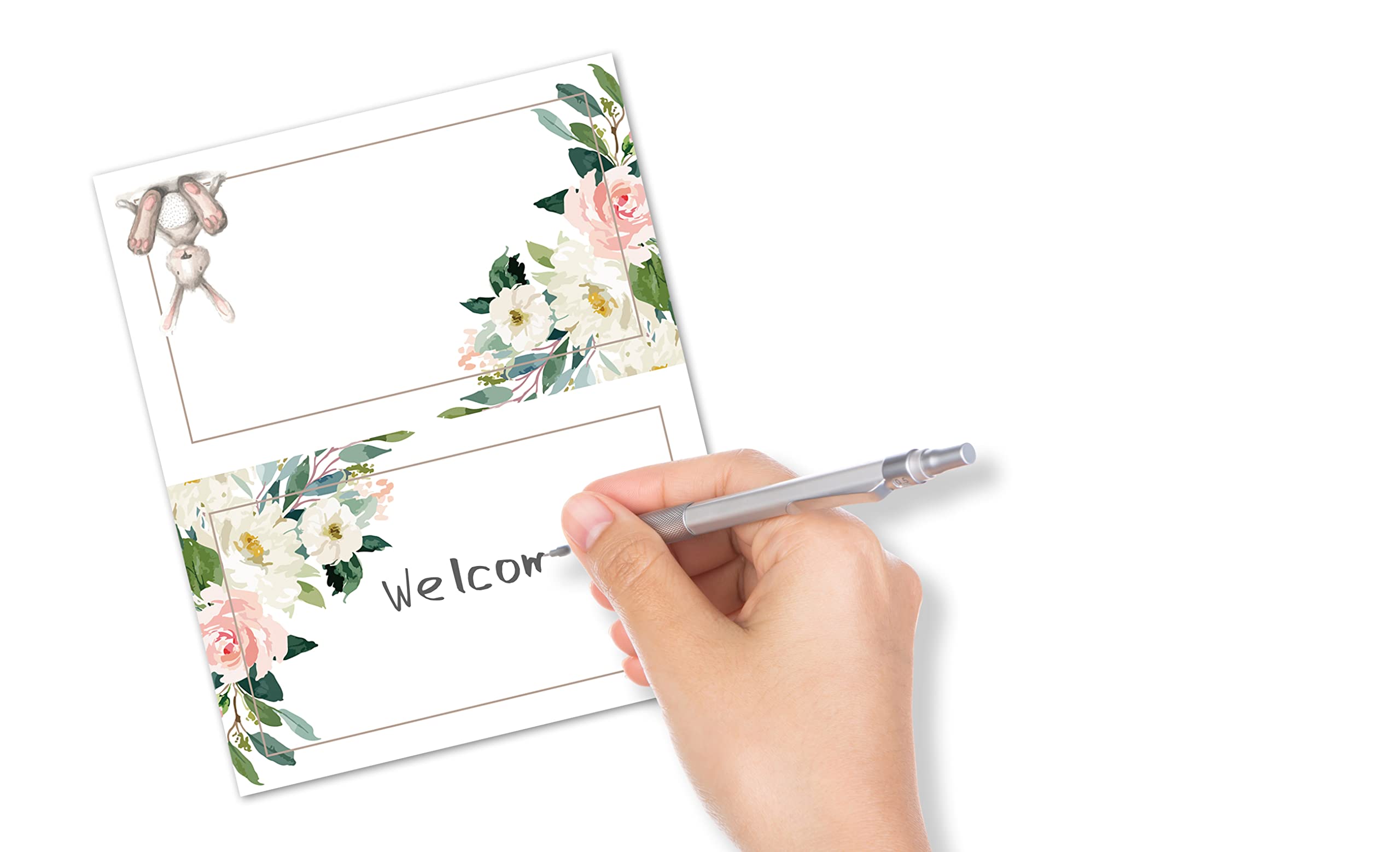 Easter Tent Style Place Cards - Pack of 25 Half-Fold Table Name Cards with Cute Bunny & Egg Design - Perfect for Spring Weddings, Baby Showers, Dinner Parties & Easter Table Decorations - Ideal for Wedding Receptions, Holiday Gatherings & Special Events (F01)