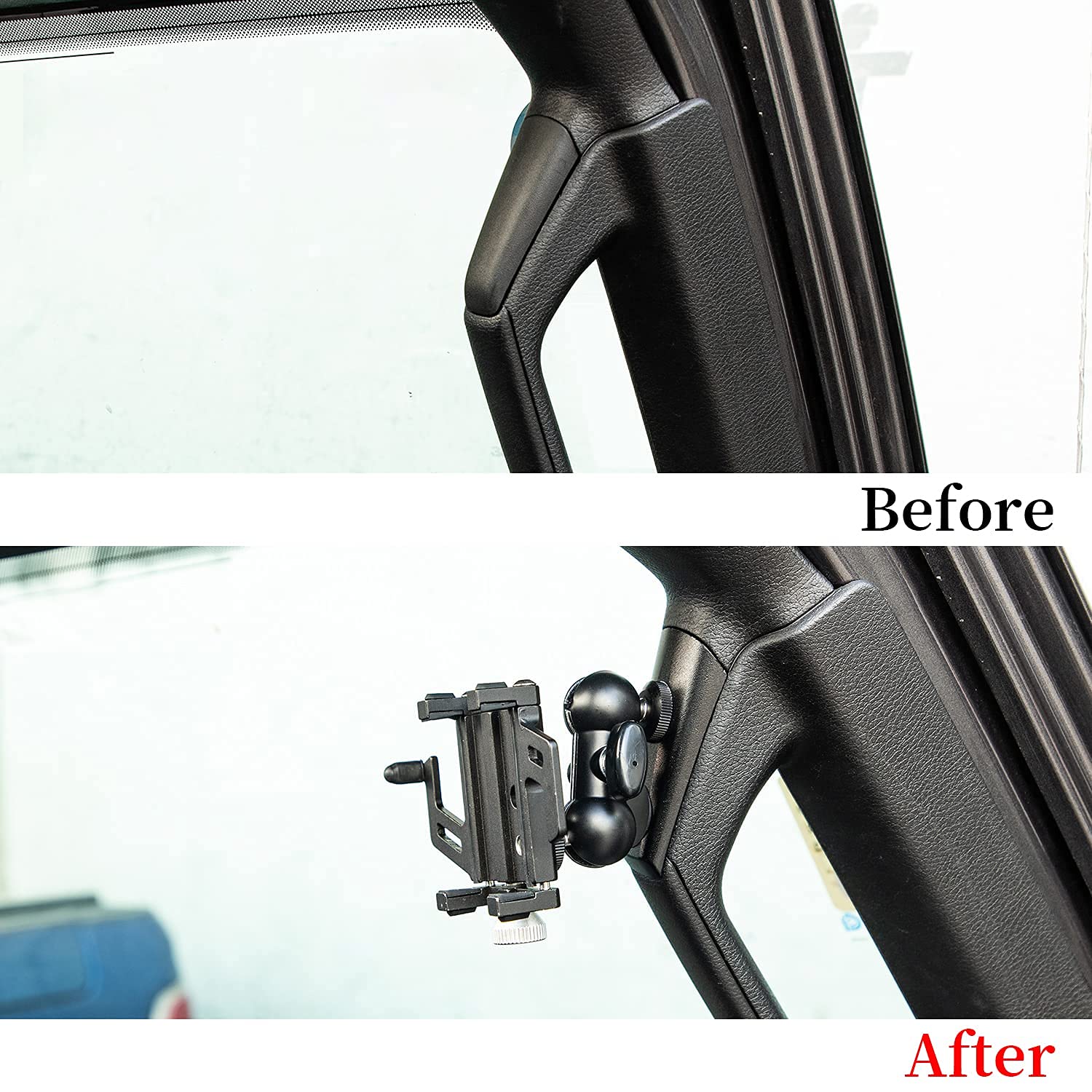 Hoolcar Adjustable Anti-Shake Phone Mount - Universal Grab Handle Cell Phone Holder for 2018-2021 Jeep Wrangler JL JLU & Gladiator JT - Perfect for Off-Road Adventures & Daily Commutes