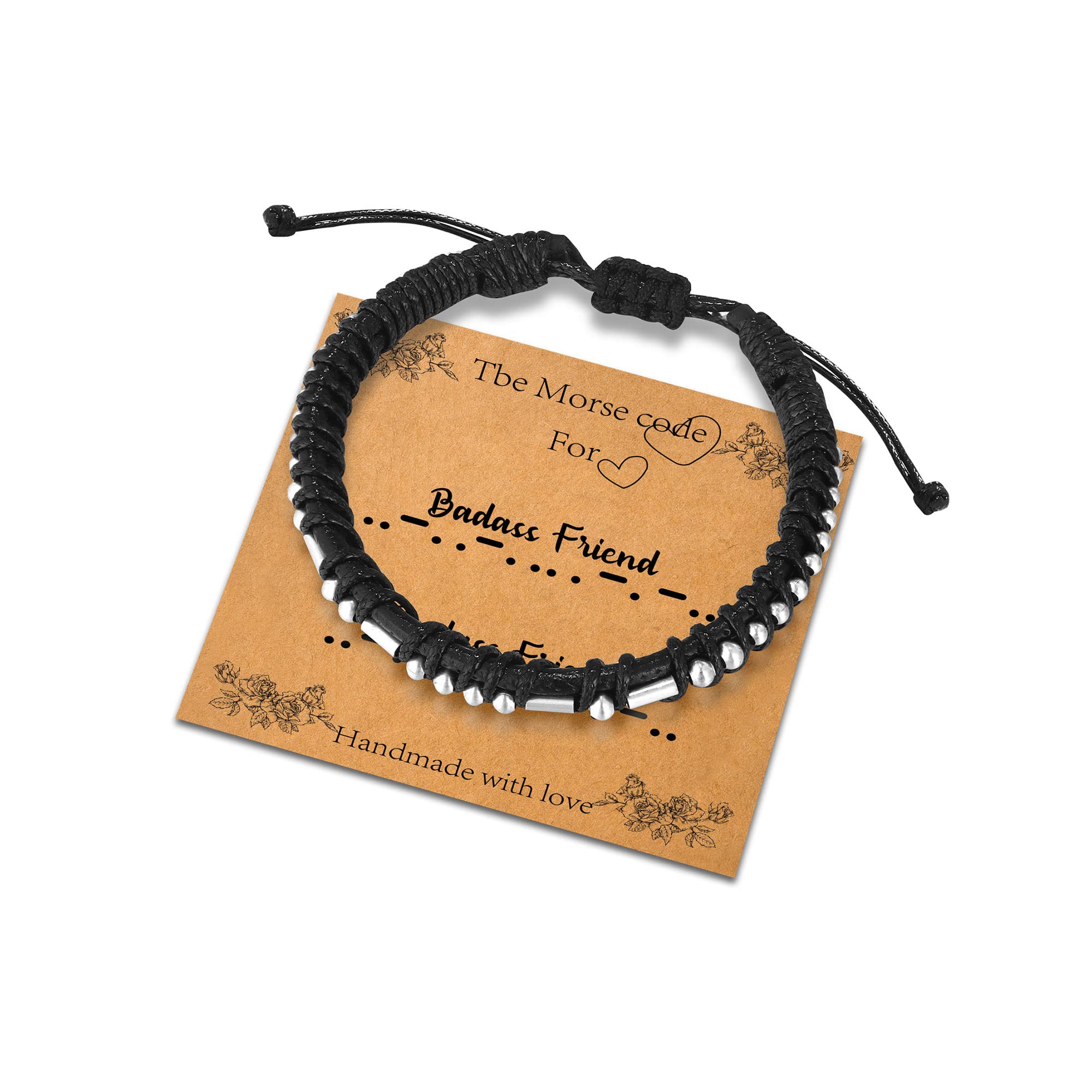 Sterling Silver Morse Code Bracelet for Women & Men - Adjustable Leather Cuff with Inspirational Message - Unique Friendship & Birthday Gift Jewelry for Her & Him - Perfect for Daily Wear, Special Occasions & Meaningful Gifts
