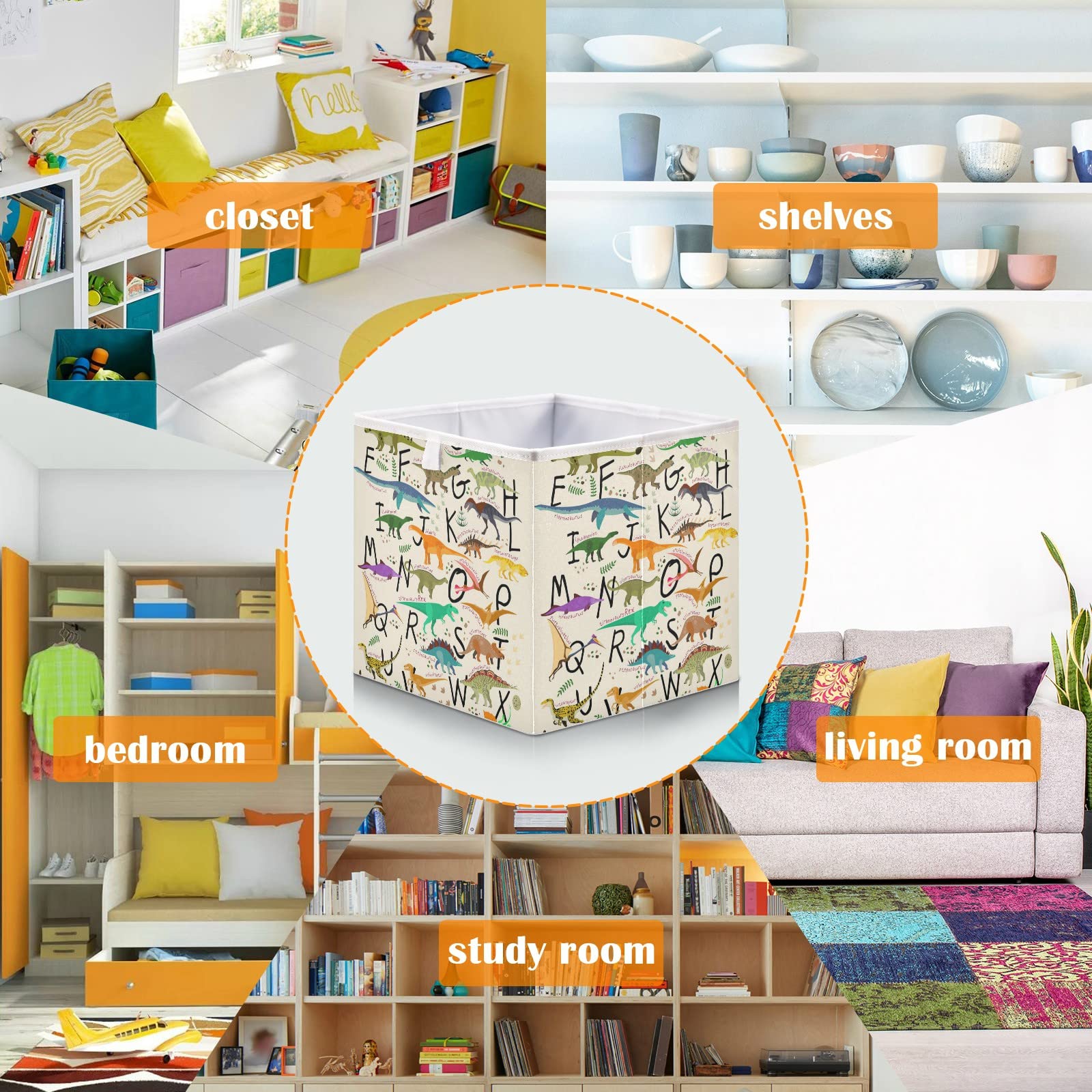 Foldable Collapsible Storage Baskets for Shelves - 11 x 11 Inch Decorative Organizer Bins for Clothes, Toys, Books & Pantry | Perfect for Home, Office & Kids Room Organization