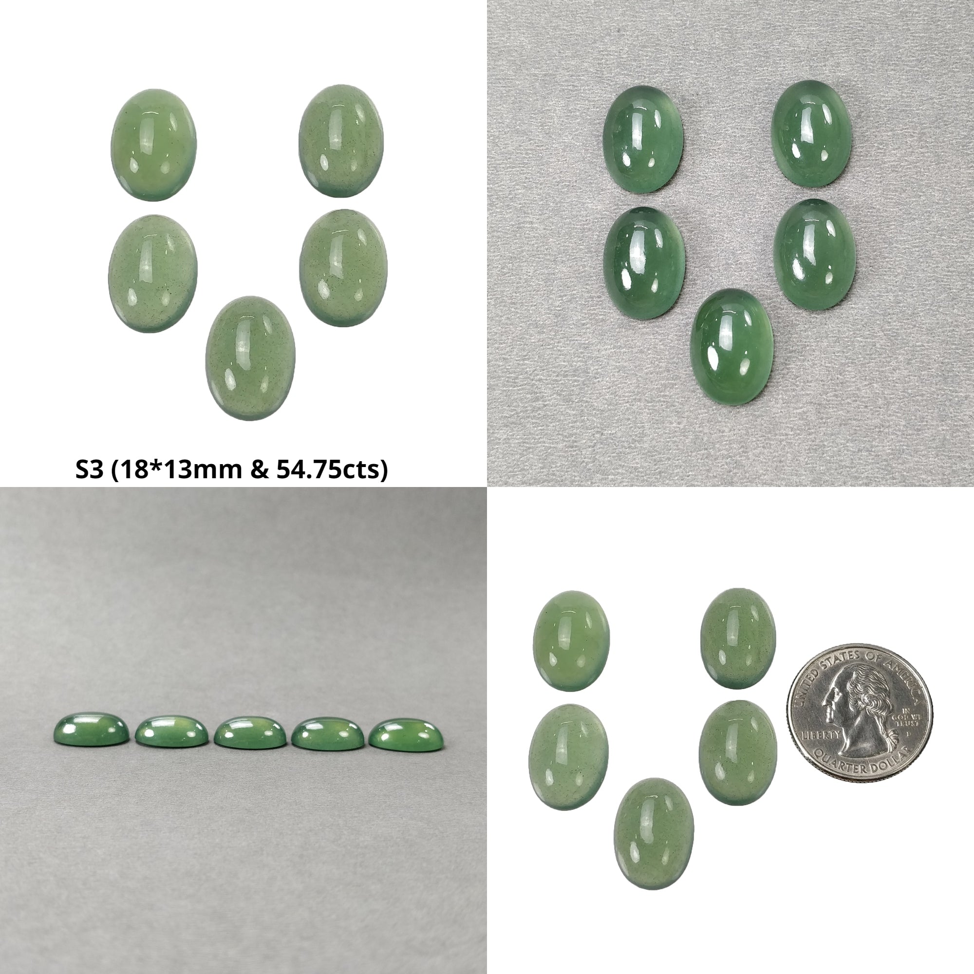 Natural Untreated Green Serpentine Gemstone Cabochon - Oval Shape 18x13mm (5pcs Set) | Handmade Jewelry Making, Wire Wrapping, Pendant & Ring Designs | Healing Crystal Collection for Meditation & Energy Work