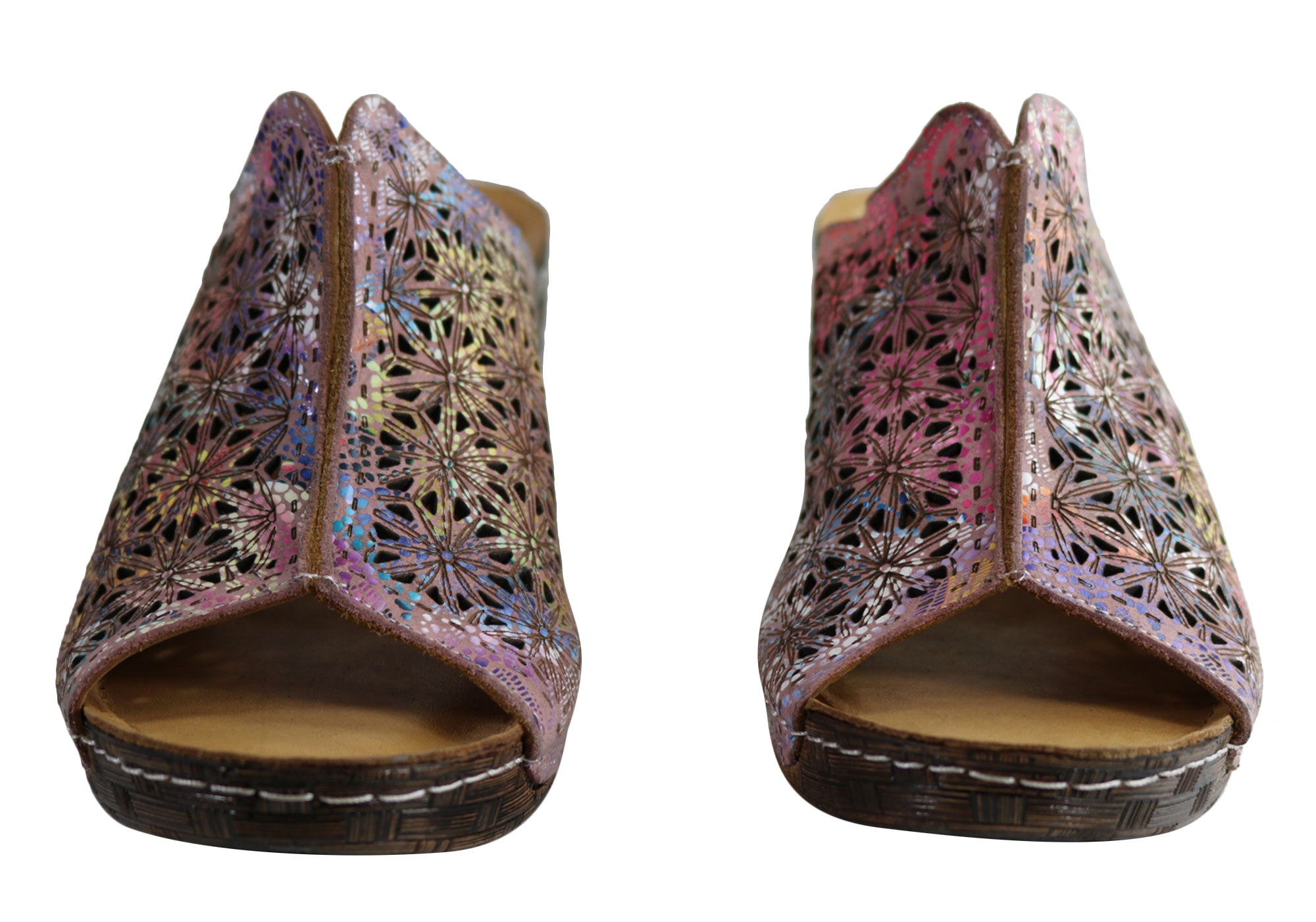 Orizonte Deb Women's European Leather Comfortable Wedge Slide Sandals - Stylish & Supportive for Summer, Beach, and Casual Outings
