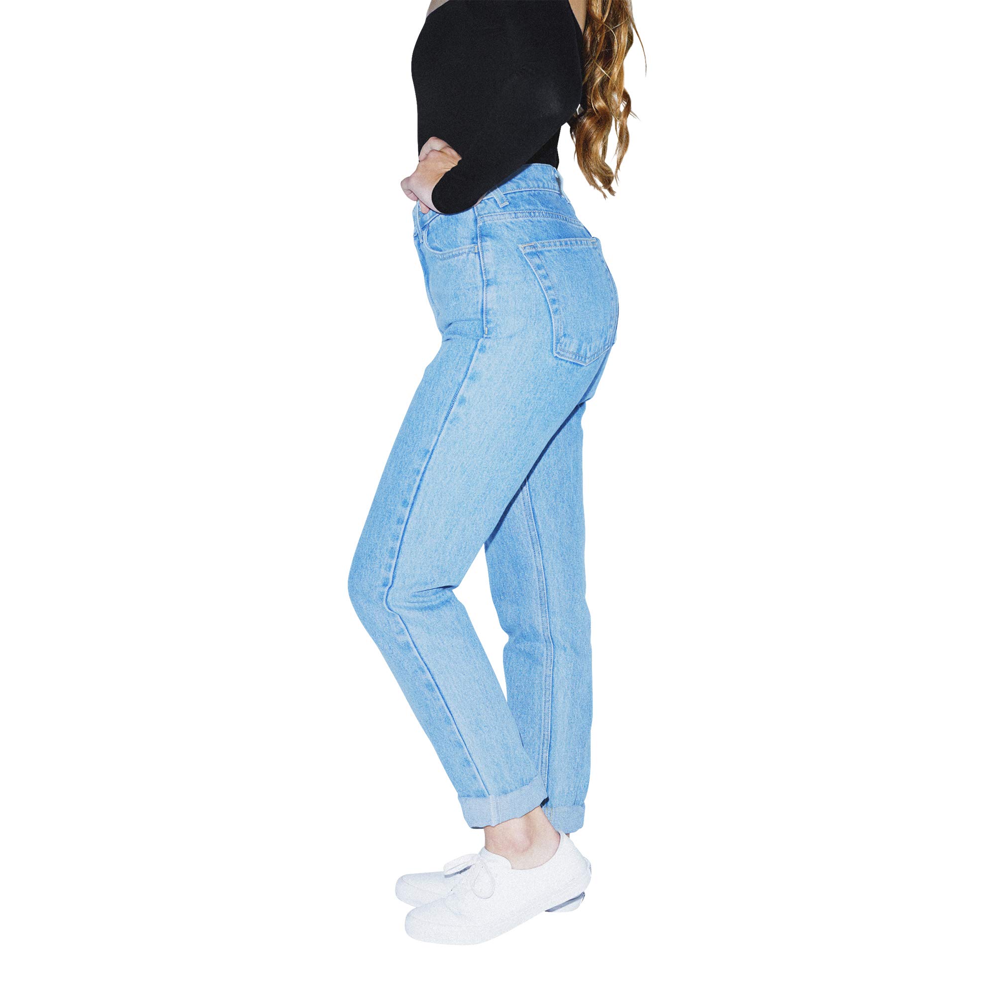 American Apparel Women's High-Waist Stretch Denim Jeans - Comfortable Slim Fit Vintage Style for Casual Wear & Everyday Outfits