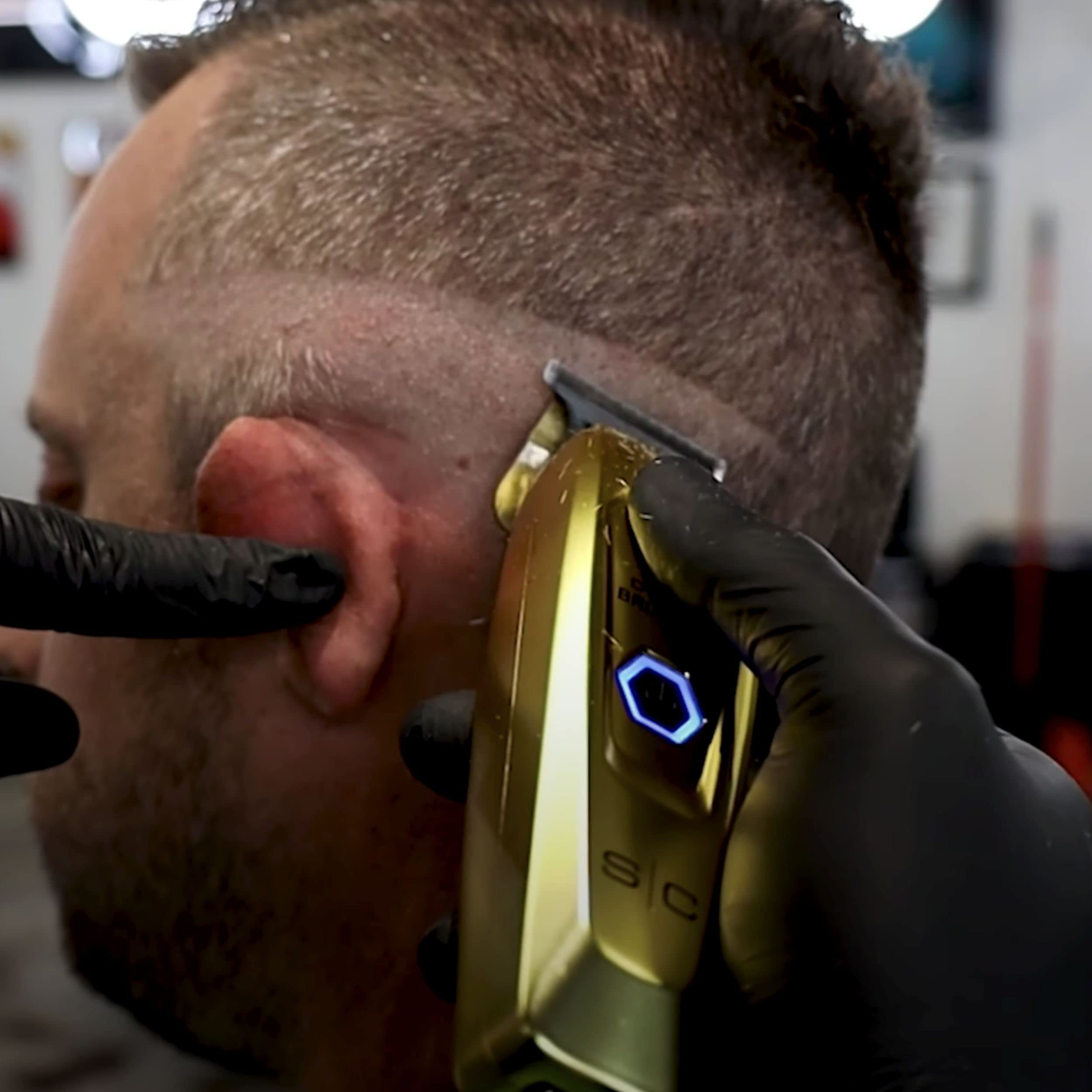 Stylecraft Replacement Fixed X-Pro Precision Gold Titanium Trimmer Blade with Black Diamond Carbon DLC - Professional Deep Tooth Cutter Set for Barbers & Stylists - Perfect for Fades, Lineups & Detailed Hair Cutting