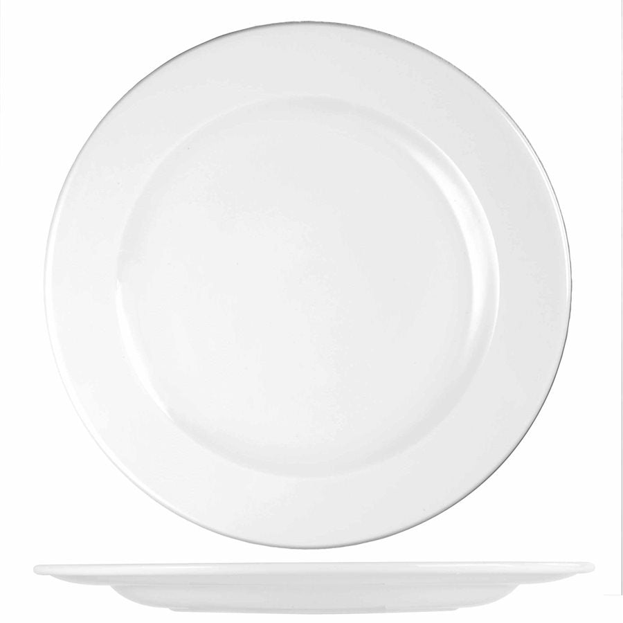 Churchill Profile 9.1 Footed Plate - Set of 12 White Dinner Plates for Elegant Dining & Entertaining | Premium Porcelain Tableware for Restaurants, Weddings & Special Occasions
