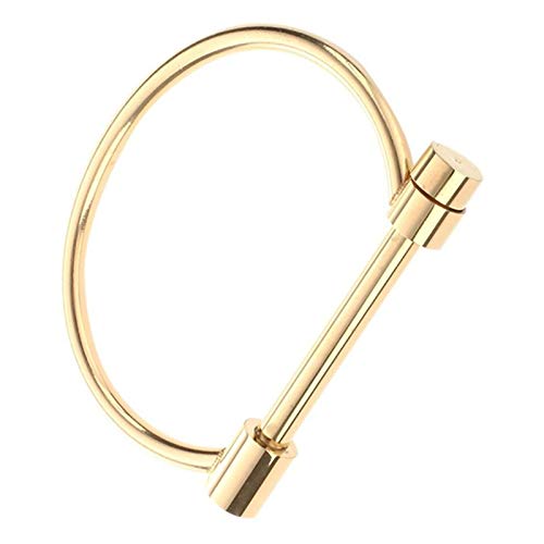 Fashion Stainless Steel Shackle Screw Cuff Bracelet - Gold Color Jewelry for Women | Trendy Bangle for Party, Wedding & Everyday Wear