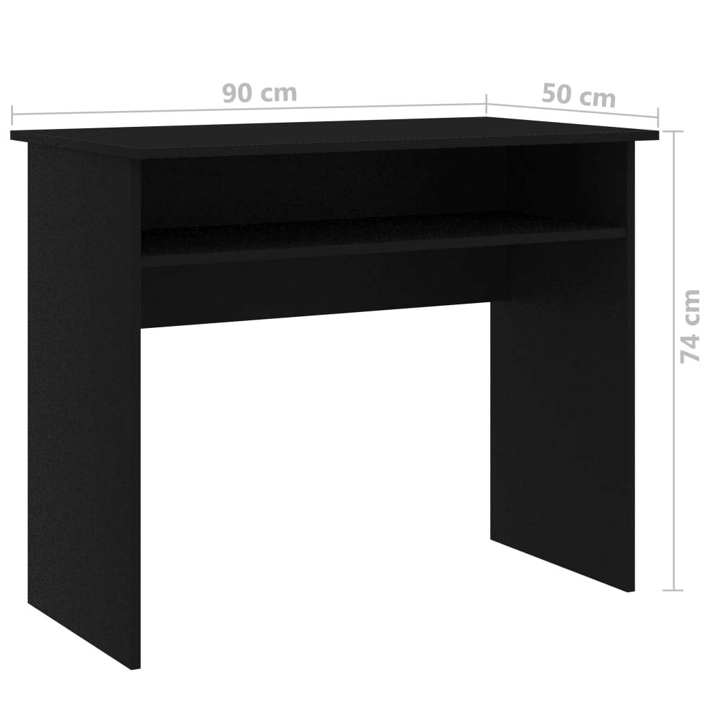 POCREATION Computer Desk - Compact Space Saving Workstation with Storage Shelf, Sturdy Chipboard Writing Desk for Laptop & Study, Black - Perfect for Home Office, Living Room & Small Spaces