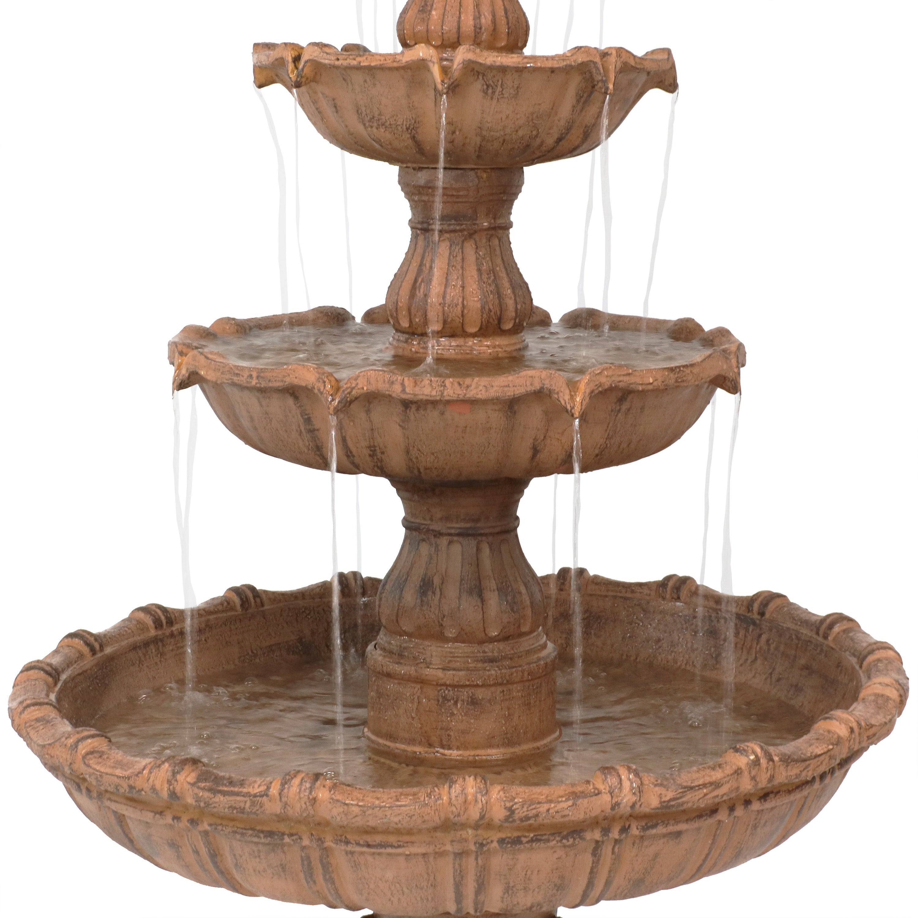 Large 3-Tier Ball Outdoor Water Fountain with LED Lights - 80