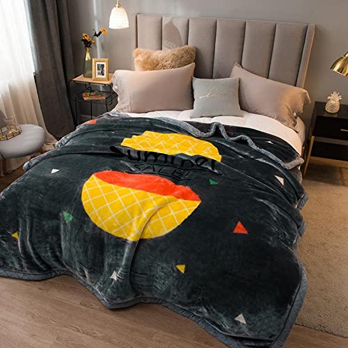 Premium Korean Mink Fleece Blanket - Ultra Soft & Warm 2-Ply Heavyweight Blanket (60x80 Inches, 5 lbs) - Pineapple Abstract Design for Cozy Bedroom, Winter Nights & Home Decor - Perfect Gift for Autumn & Winter Seasons