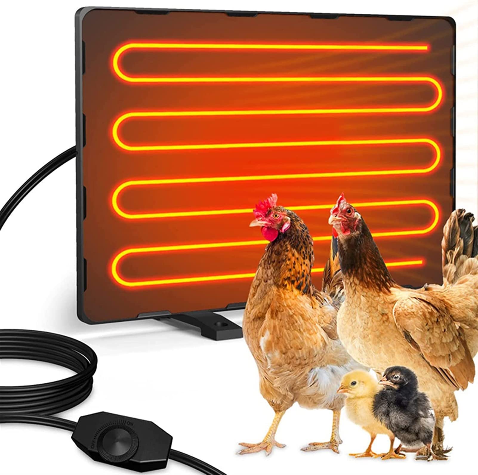 WIKINK 140W Chicken Coop Heater with Thermostat - Adjustable Temperature Radiant Heat Plate (122-167°F) for Chicks, Ducklings, Quail & Geese - 11.3