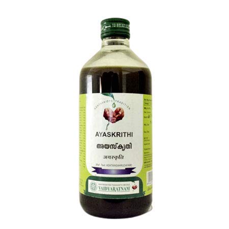 Vaidyaratnam Ayaskriti 450ml Ayurvedic Iron Tonic (Pack of 2) - Natural Herbal Supplement for Energy & Immunity Boost - Perfect for Anemia & Fatigue Relief at Home or Travel