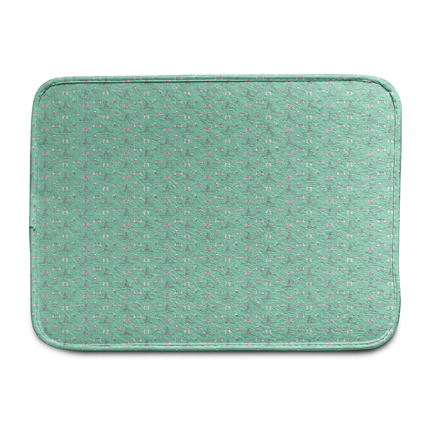 Ambesonne Notre Dame de Paris 4-Piece Car Mat Set - French-Inspired Continuous Pattern Floor Mats for Front & Back Seats - Durable PVC Backing - Seafoam White - Perfect for Car Enthusiasts & Paris Lovers