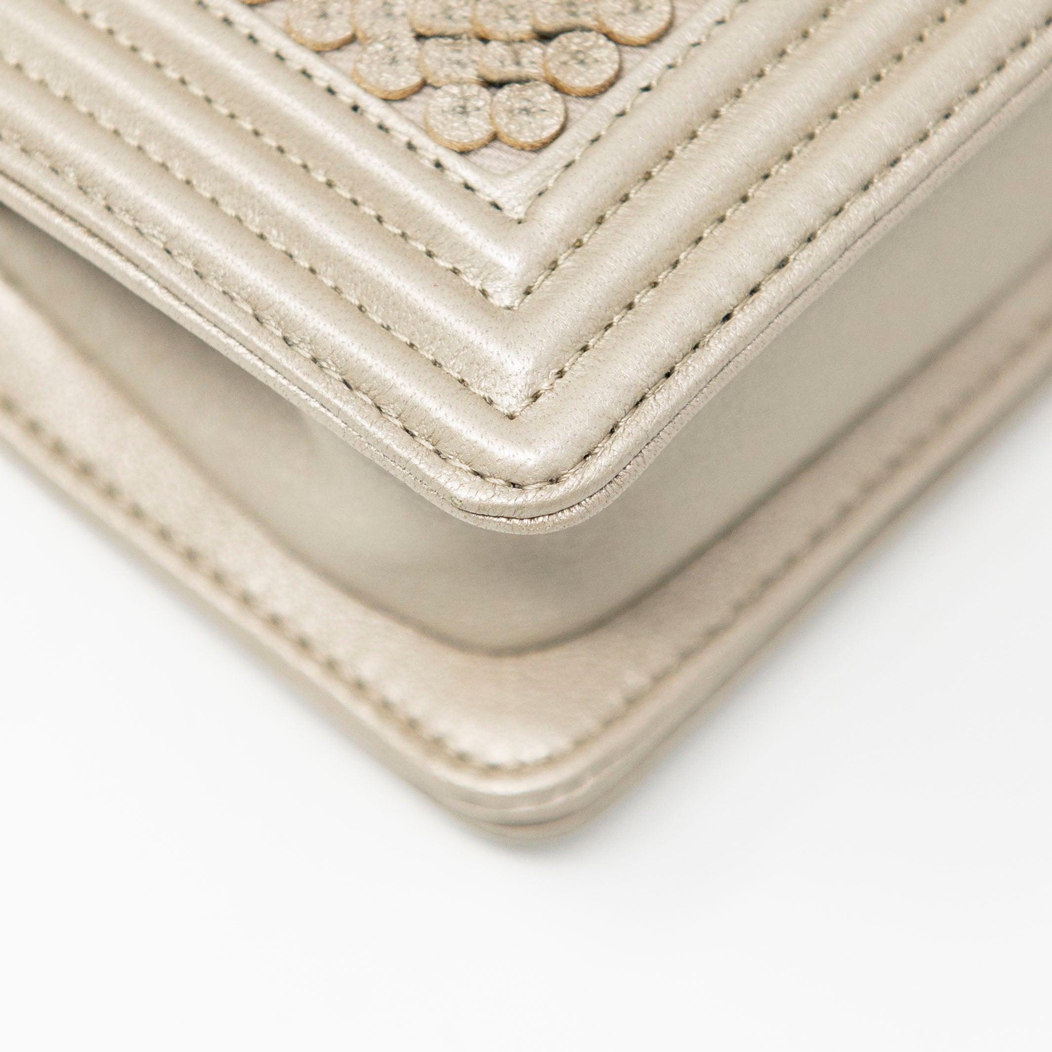 Chanel Metallic Mini Scaled Boy Bag - Luxury Crossbody Bag for Women | Perfect for Evening Parties, Date Nights & Special Occasions