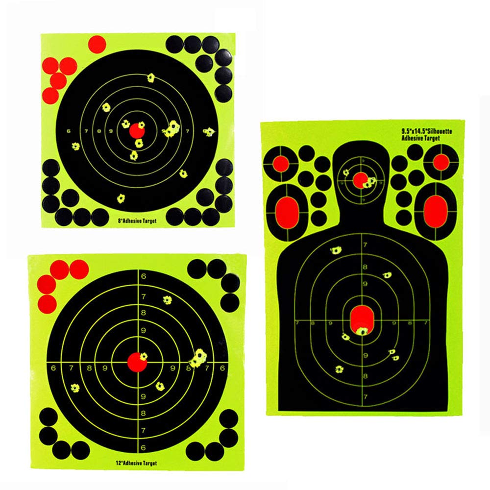 30-Piece Fluorescent Reactive Splatter Target Stickers for Outdoor BB Gun, Airsoft & Paintball Tactical Training | High-Visibility Shooting Practice | Adhesive Paper Silhouette Targets for Range Practice & Marksmanship Drills