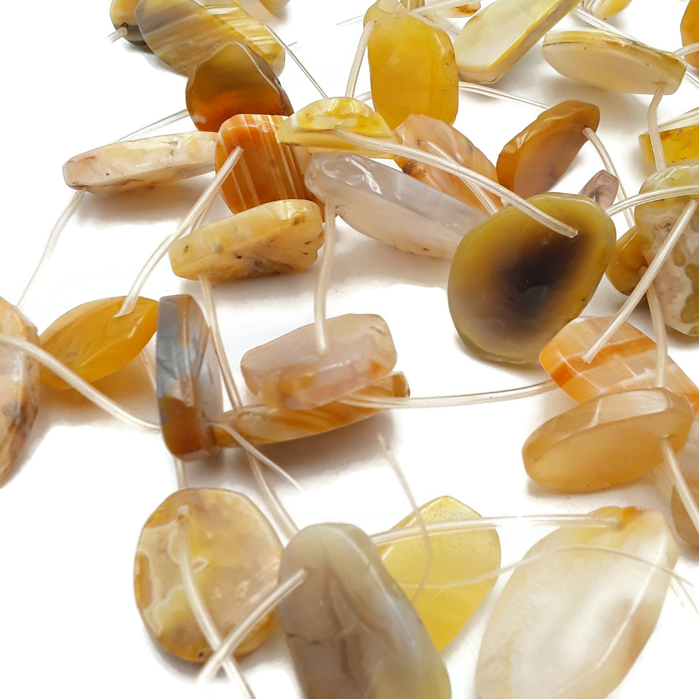 Natural Brown Agate Freeform Slab Beads - 15-25mm Irregular Slices - 15.5 Inch Strand for Jewelry Making, DIY Crafts & Healing Crystal Decor