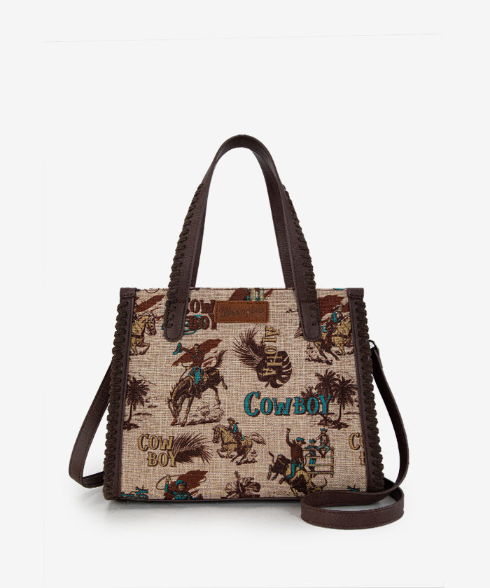 Wrangler Cowboy Print Concealed Carry Tote Bag for Women - Stylish Western Concealed Handgun Purse with Multiple Pockets - Perfect for Everyday Carry, Travel & Outdoor Adventures