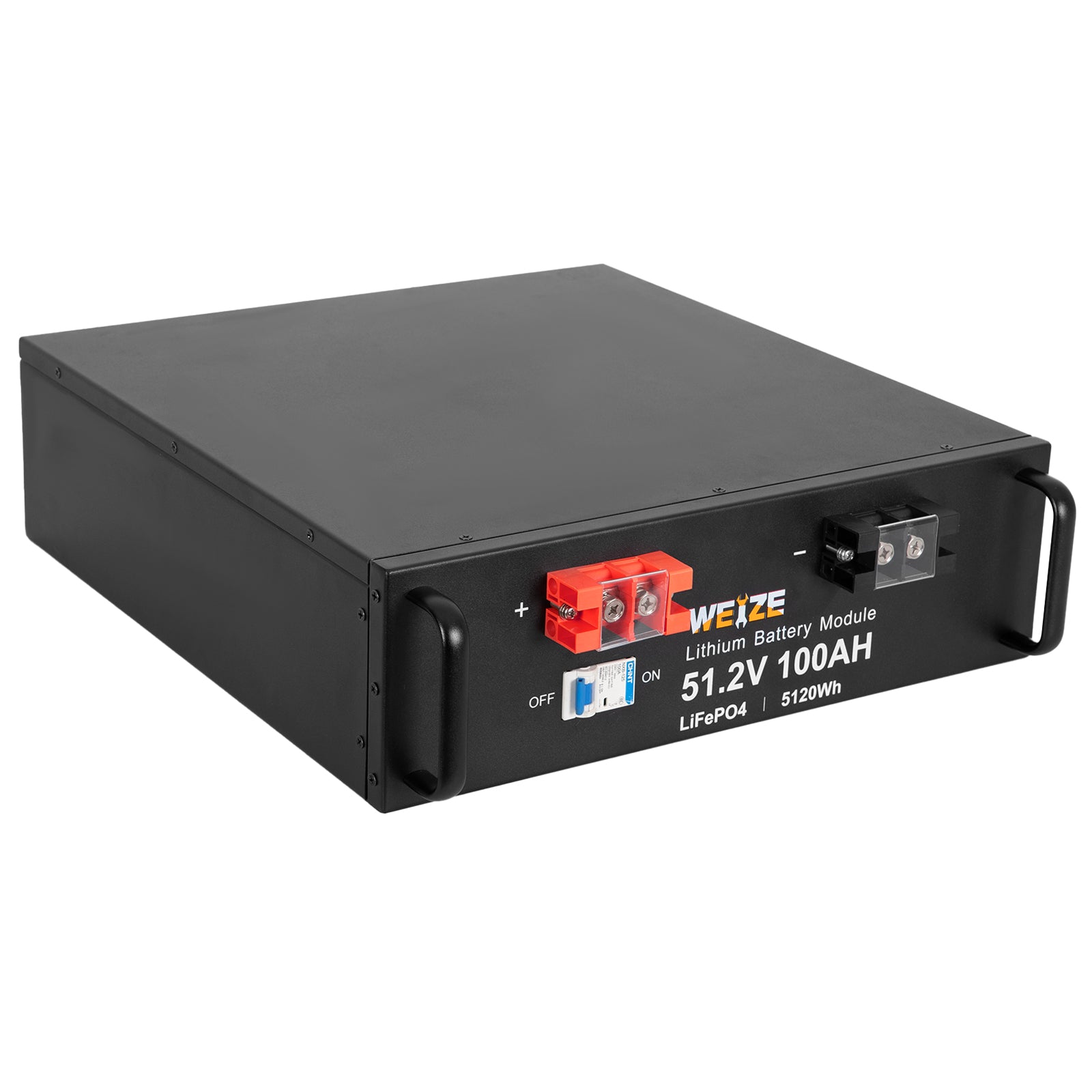 WEIZE 48V (51.2V) 100Ah 5120Wh LiFePO4 Lithium Battery - Deep Cycle Solar Energy Storage for RV, Marine, Golf Cart & Off-Grid Power Systems