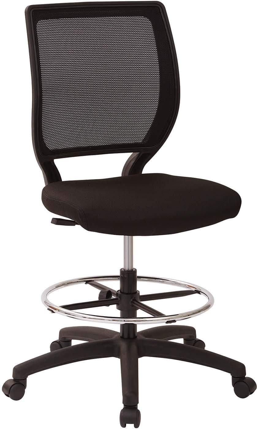 Deluxe Woven Mesh Back Armless Drafting Chair - Icon Black Seat [DC51000N 231] | Ergonomic Office Stool for Architects, Artists & Home Office Workspaces