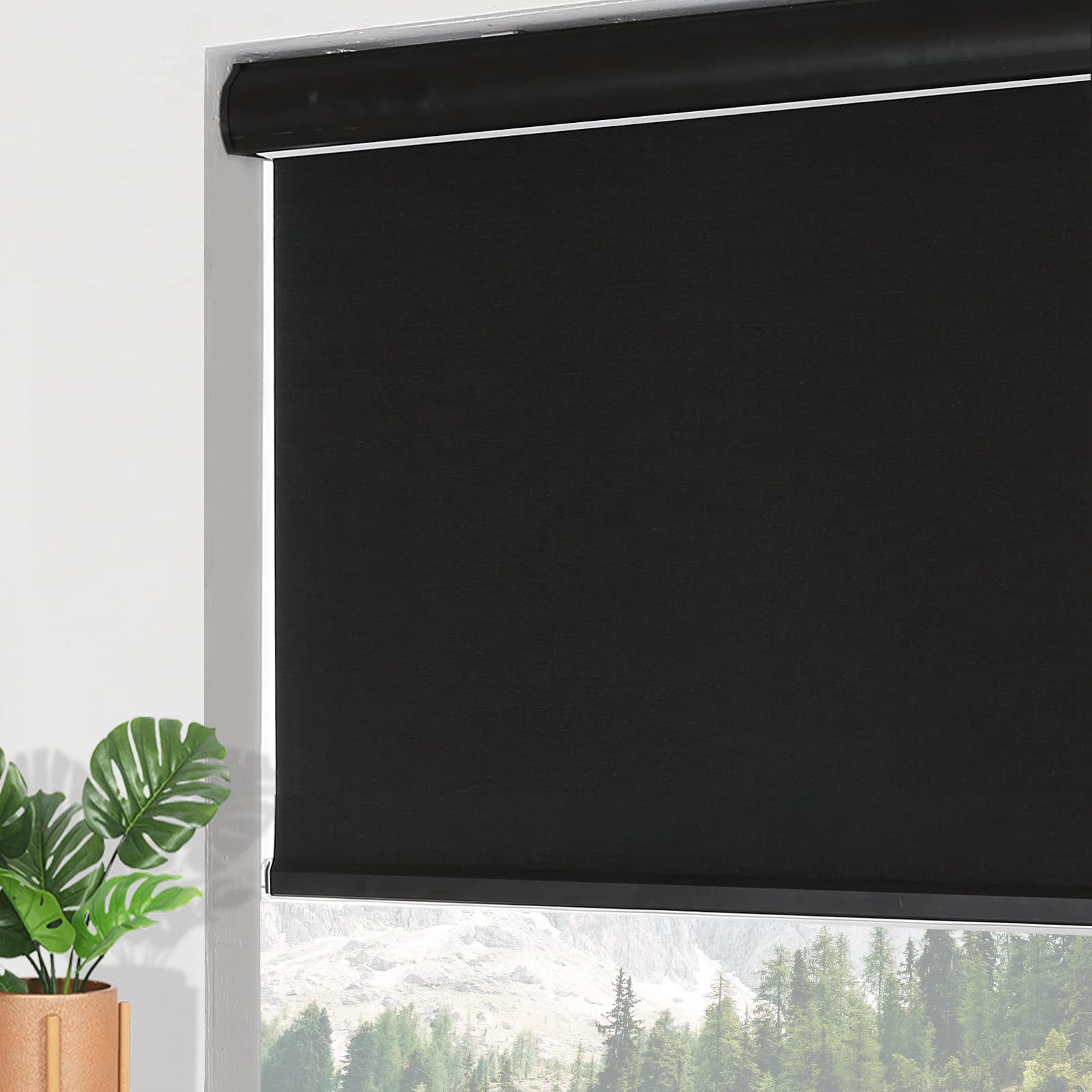 Custom Size 100% Blackout Roller Shades for Windows - Jacquard Pattern, UV Protection & Thermal Insulation | Corded, Cordless & Motorized Options | Perfect for Bedrooms, Home Theaters & Sunrooms