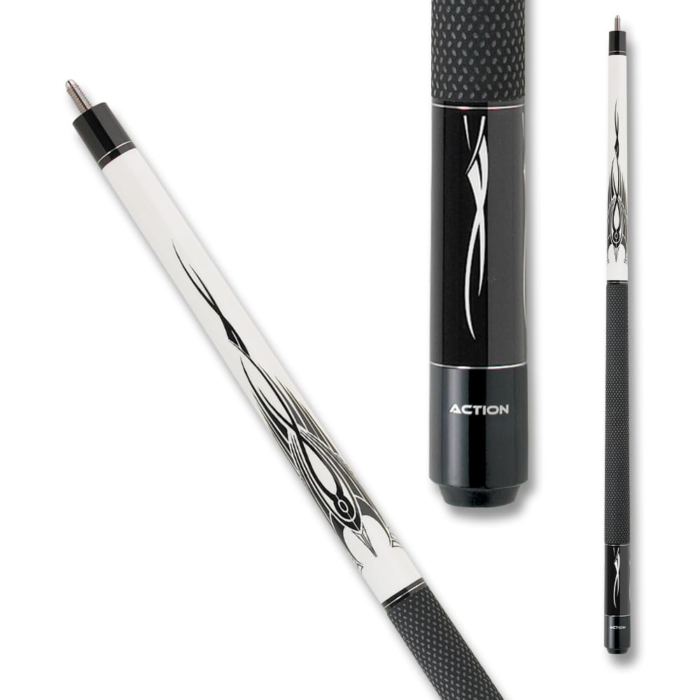 Professional Black & White Billiards Pool Cue Stick - Premium White Tip with Black Shaft for Enhanced Control | Perfect for Home Game Rooms, Bars, and Professional Tournaments