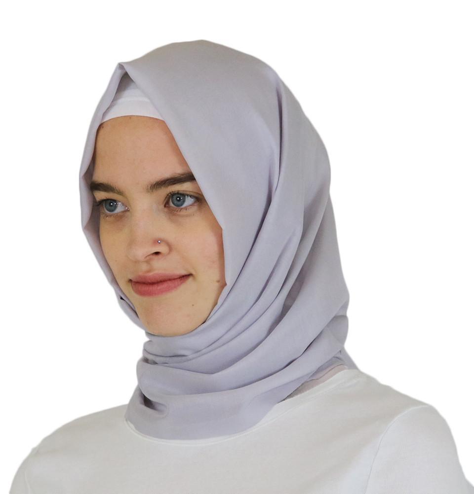 Aker Ince Premium Hijab Shawl #371 - Light Grey Scarf for Women, Soft & Breathable Muslim Headscarf - Perfect for Daily Wear, Prayer, and Special Occasions