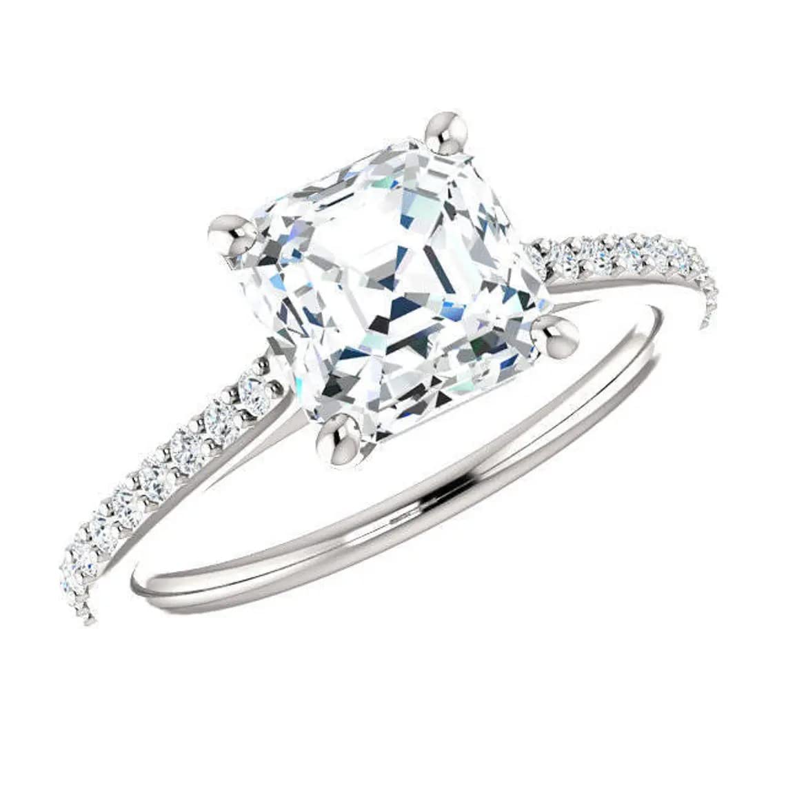 3.90 CT Asscher Cut Moissanite Engagement Ring Wedding Bridal Set, 4-Prong Solitaire Diamond Ring for Women, Vintage Antique Silver Promise Ring - Perfect for Proposals, Anniversaries & Special Occasions