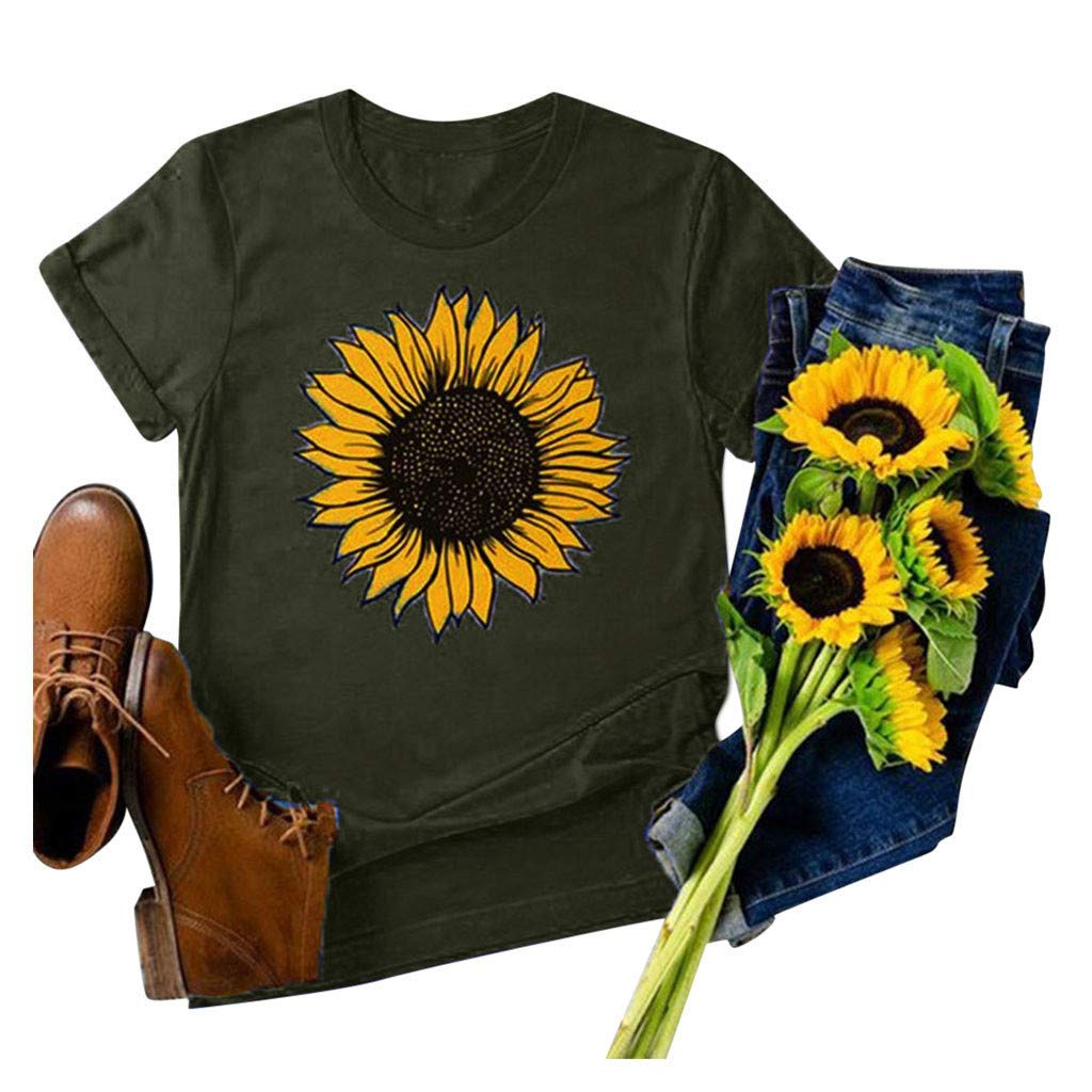 Pottseth Women's Graphic T-Shirts - Fashion Novelty Printed Short Sleeve Blouse & Tunic Tops - Casual Tee for Everyday Wear, Outings & Street Style