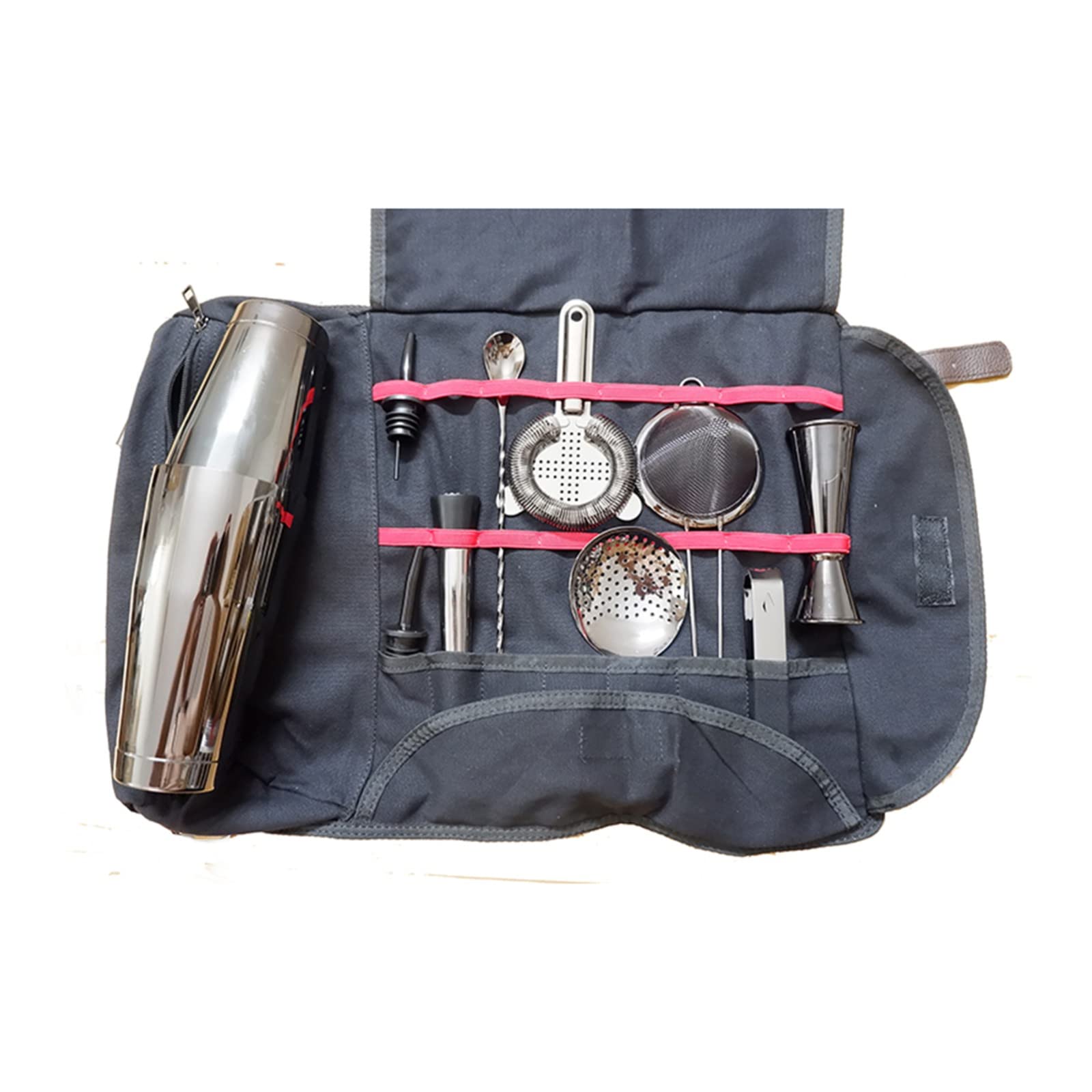 Professional Bartender Roll Up Kit Bag - MDZZ Bar Tool Organizer with Multiple Pockets, Portable Mixology Travel Bag for Bartenders & Home Bars (Color: Black) - Perfect for Cocktail Parties, Outdoor Events & Bar Tools Storage