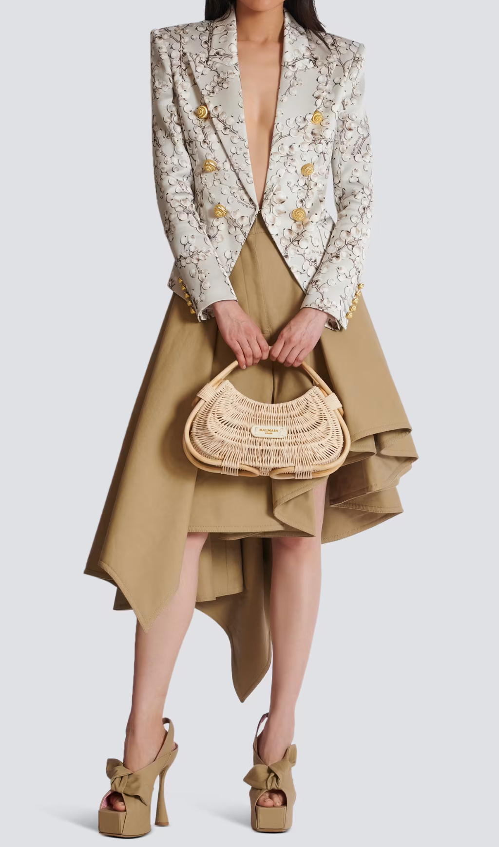 Stylish 6-Button Satin Jacket with Redcurrant Print - Perfect for Casual Outings & Evening Events
