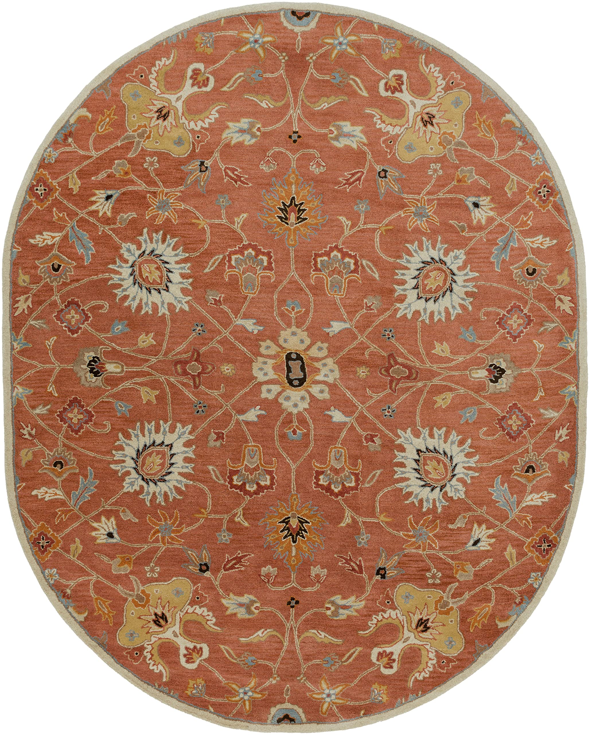 Mark&Day 8x10 Oval Area Rug - Two Hills Traditional Clay Design in Orange & White for Living Room, Bedroom, Kitchen | Soft & Durable Indoor Carpet | Perfect for Home Decor, Family Gatherings & Cozy Spaces (8' x 10' Oval)
