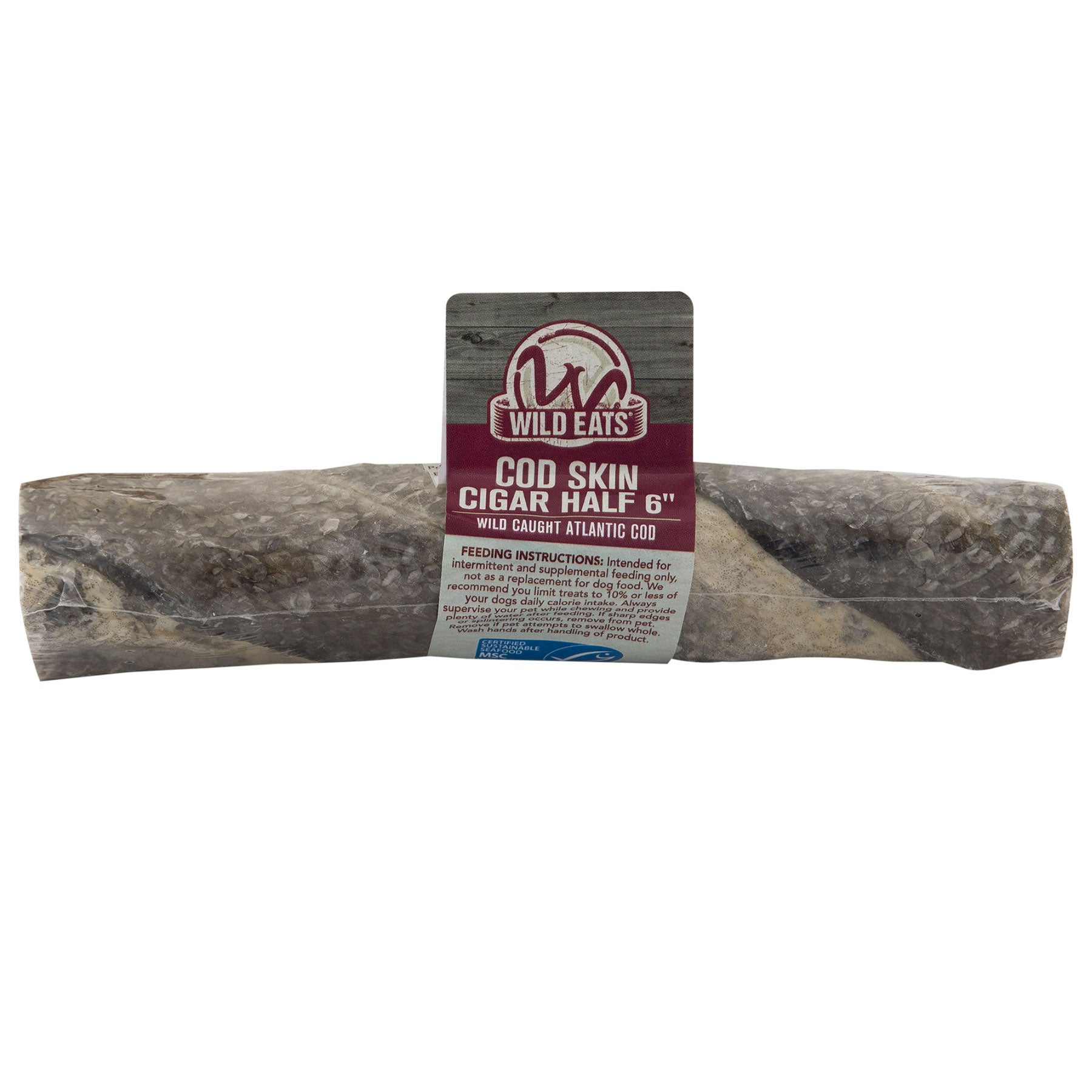 Premium Wild-Caught Cod Skin Cigar Dog Treats - 6 Pack of Half-Wrap Chews for Medium/Large Dogs - Natural Dental Care & Training Snacks for Pets - Perfect for Outdoor Adventures & Indoor Playtime