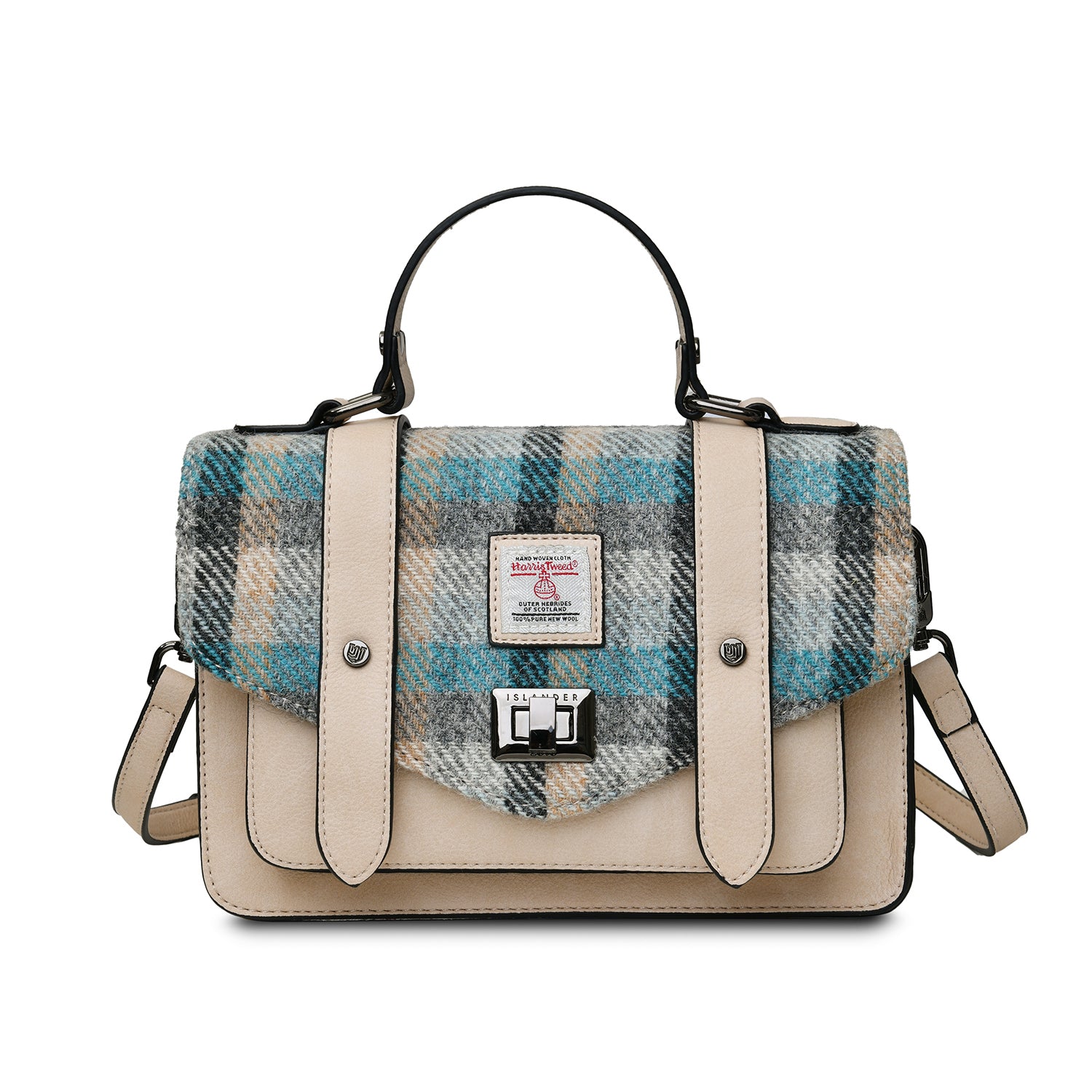 Harris Tweed Large Satchel Bag for Women - Vintage Leather Handbag with Shoulder Strap (6 Color Options) - Perfect for Work, Travel & Everyday Use