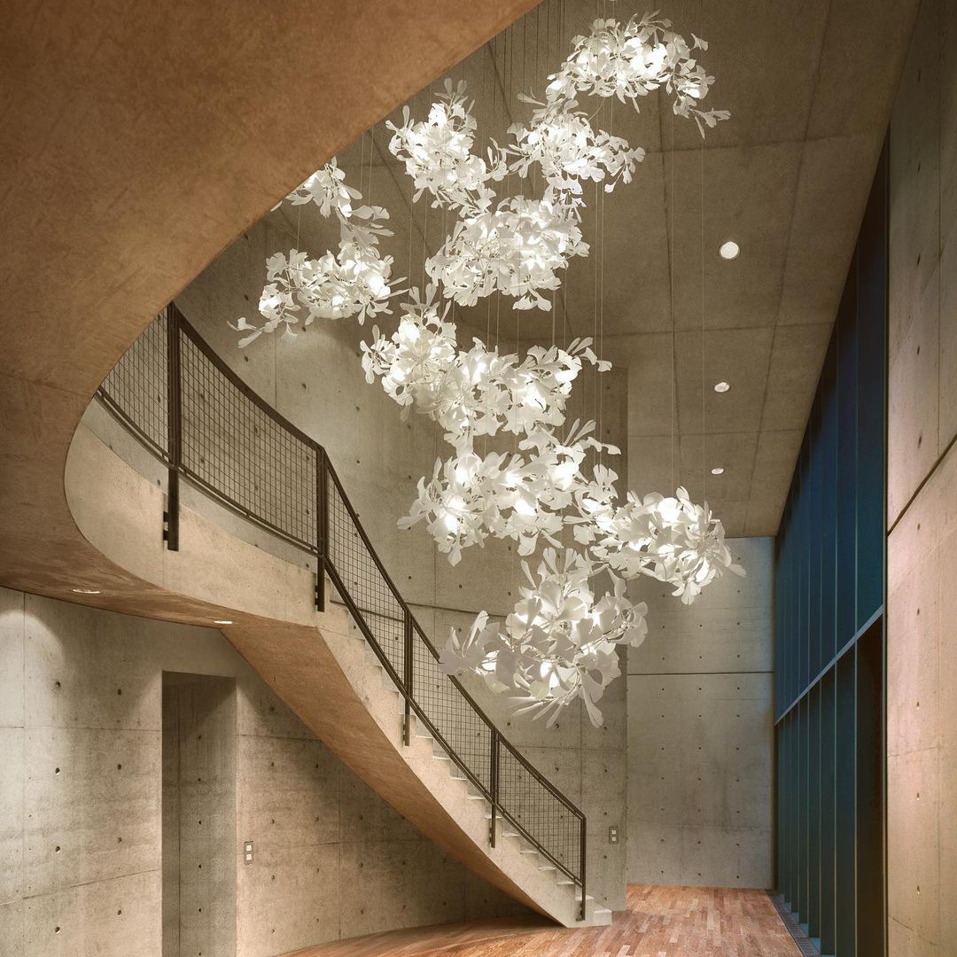 Elegant Ginkgo Leaf Chandelier - Handcrafted Brass Ceiling Light Fixture with Nature-Inspired Design for Dining Room, Living Room, or Bedroom Decor