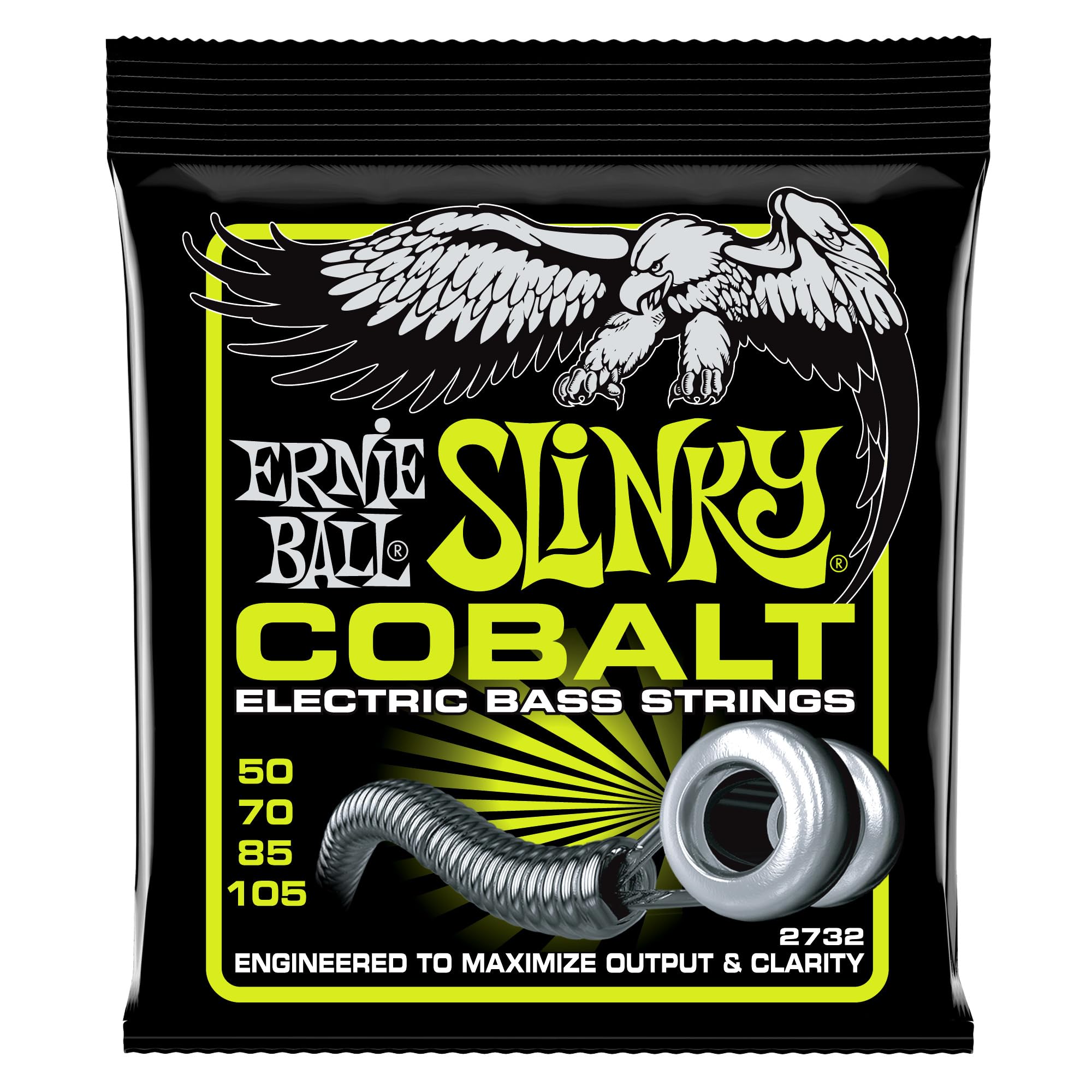 Ernie Ball Regular Slinky Cobalt Bass Guitar Strings 50-105 Gauge (P02732) - Premium Nickel-Plated Steel for Enhanced Tone & Durability | Perfect for Rock, Metal & Studio Recording